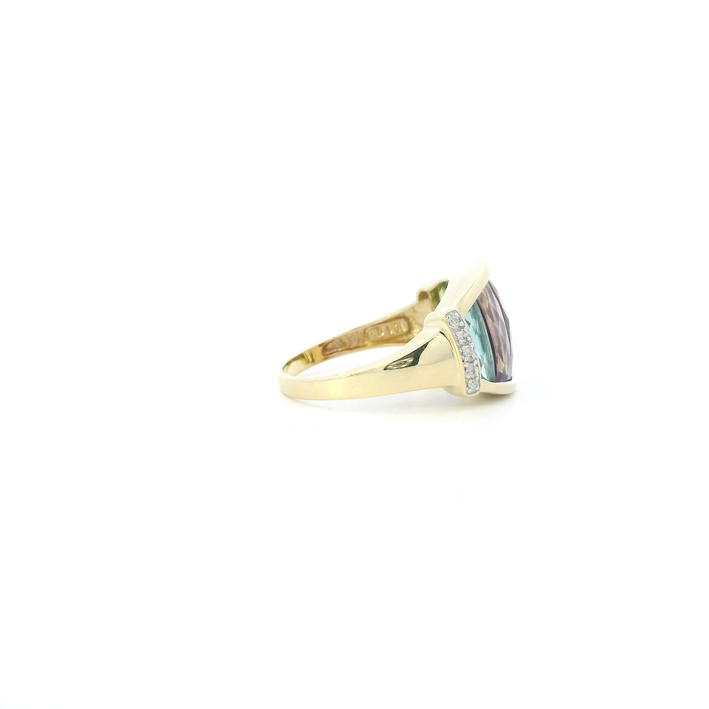 10K Yellow Gold Multi Color Gemstones Womens Ring