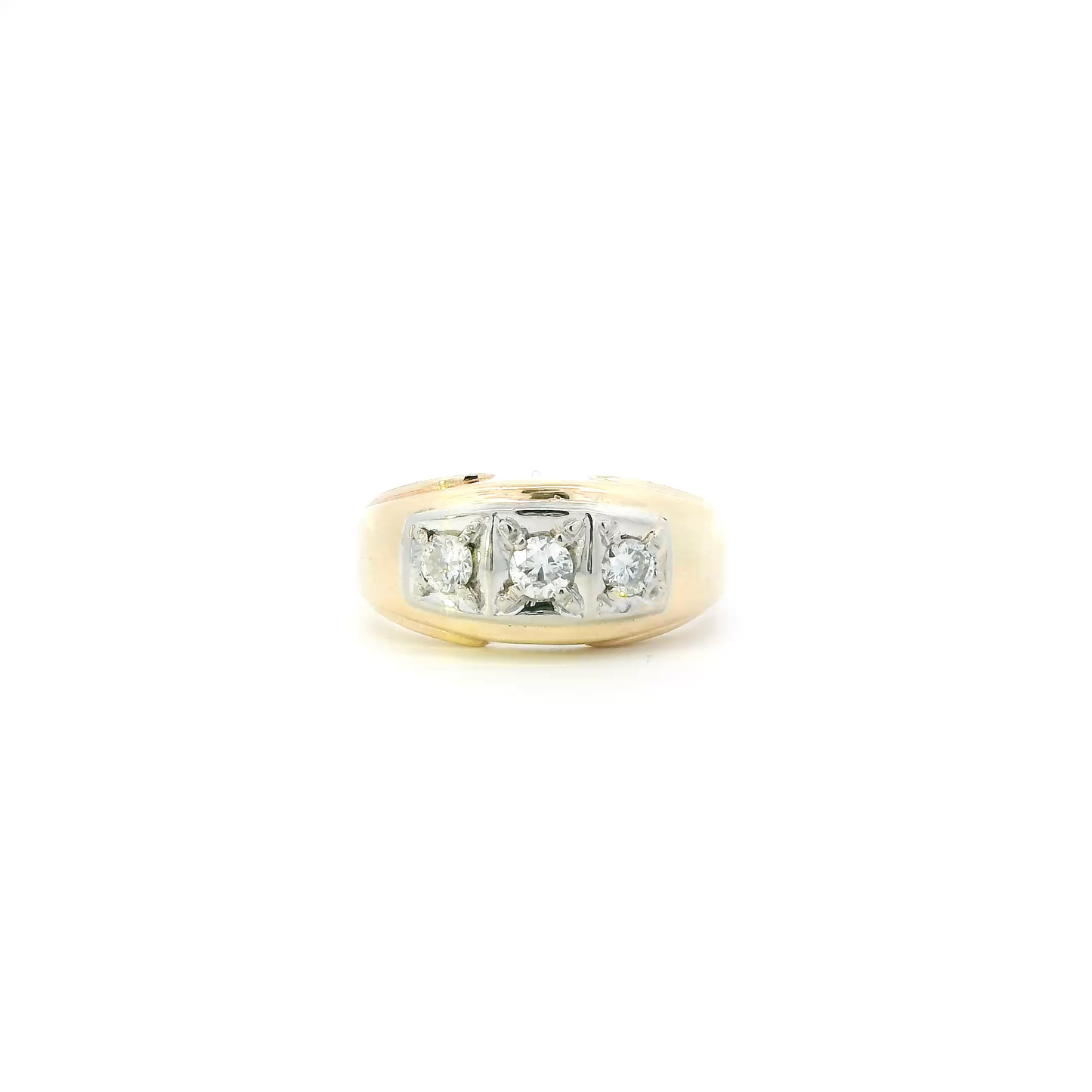 14K Yellow & White Gold Diamond Mens Ring - 0.50ct