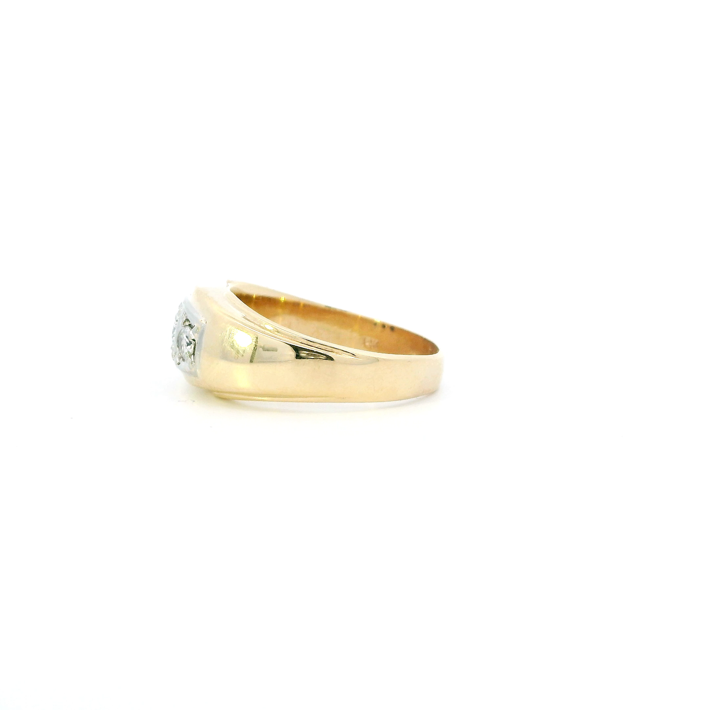 14K Yellow & White Gold Diamond Mens Ring - 0.50ct