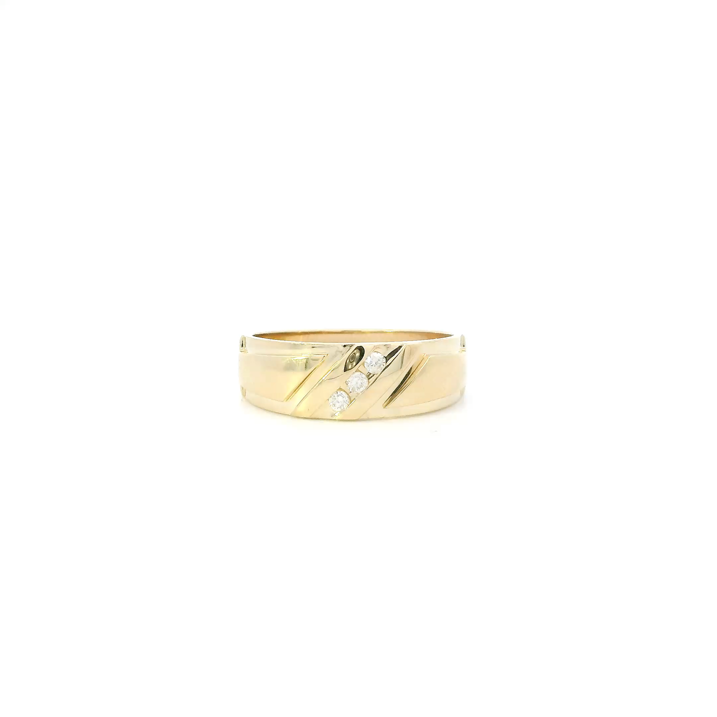 14K Yellow Gold Diamond Mens Ring - 0.10ct