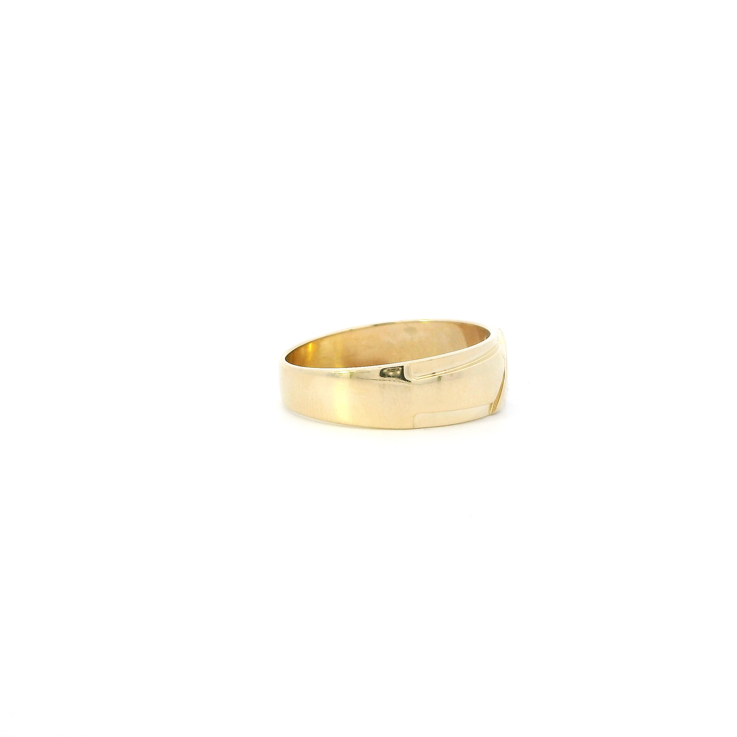 14K Yellow Gold Diamond Mens Ring - 0.10ct