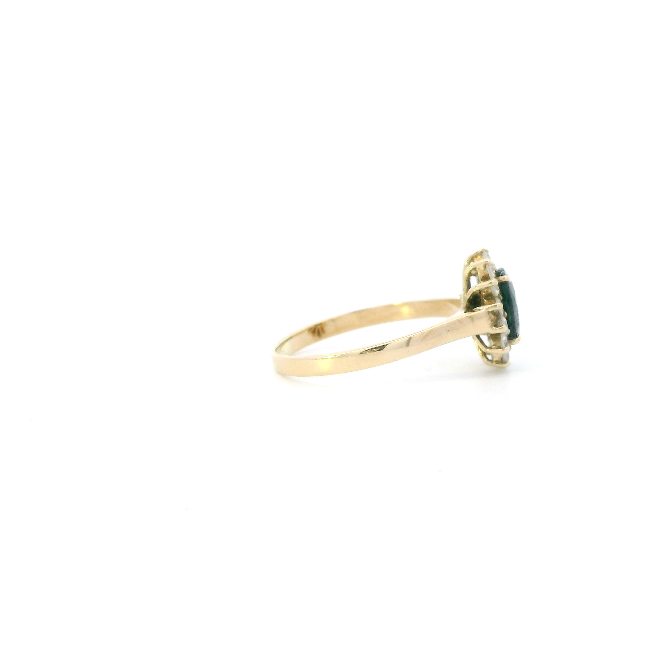 14K Yellow Gold Sapphire & Diamond Womens Ring - 0.42ct