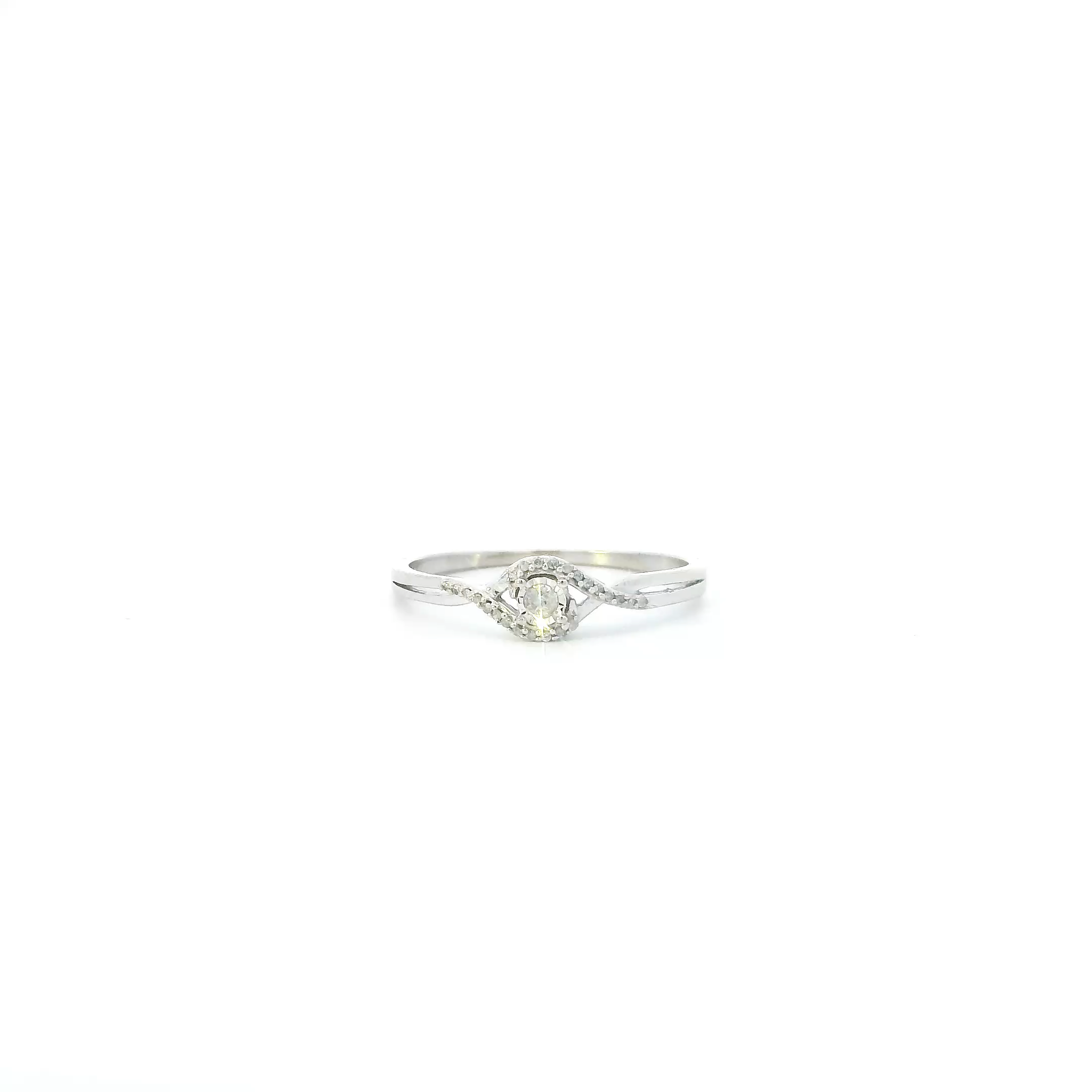10K White Gold Diamond Womens Ring - 0.03ct