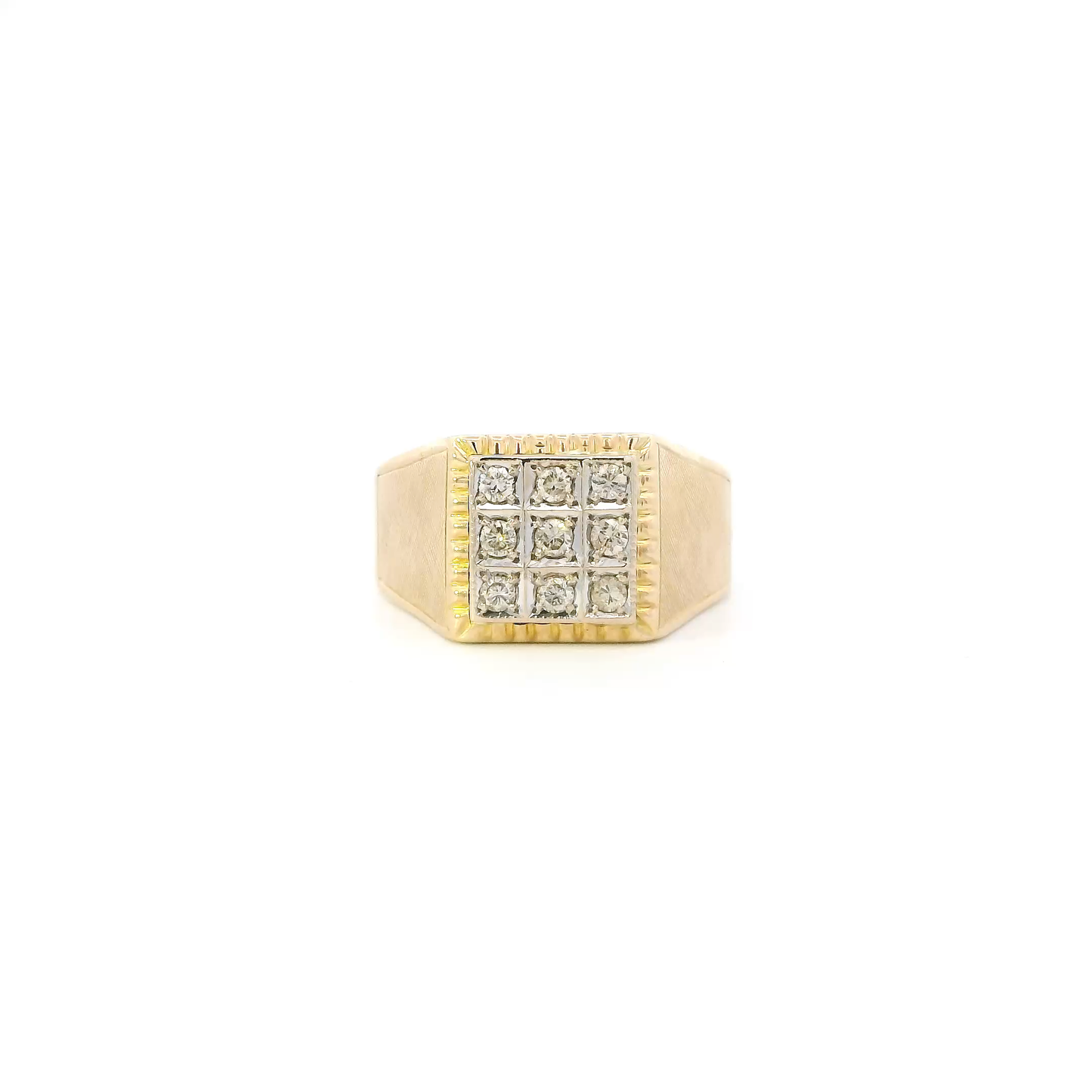 14K Yellow Gold Diamond Square Mens Ring - 0.41ct