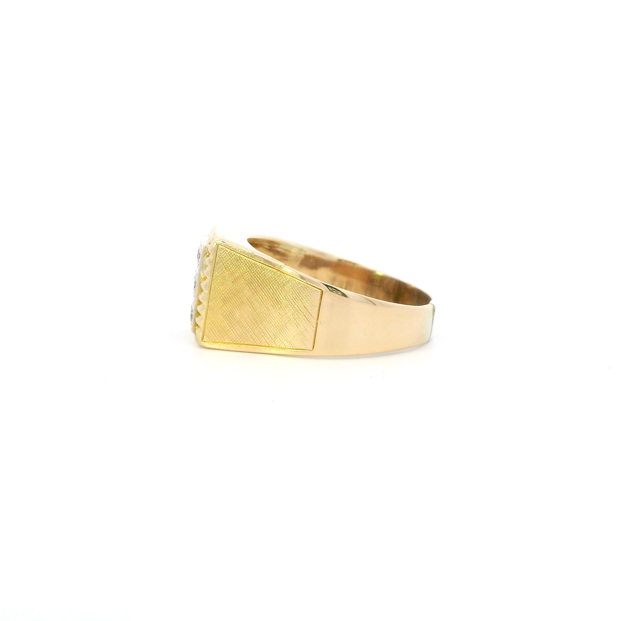14K Yellow Gold Diamond Square Mens Ring - 0.41ct