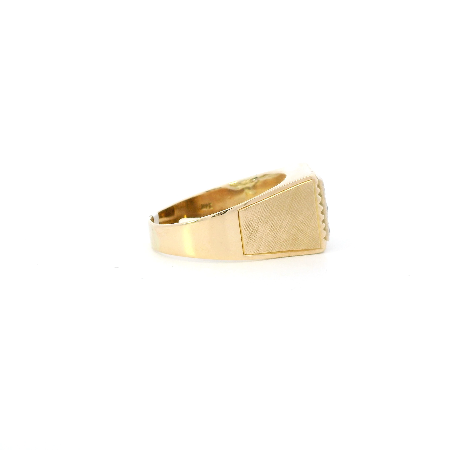 14K Yellow Gold Diamond Square Mens Ring - 0.41ct