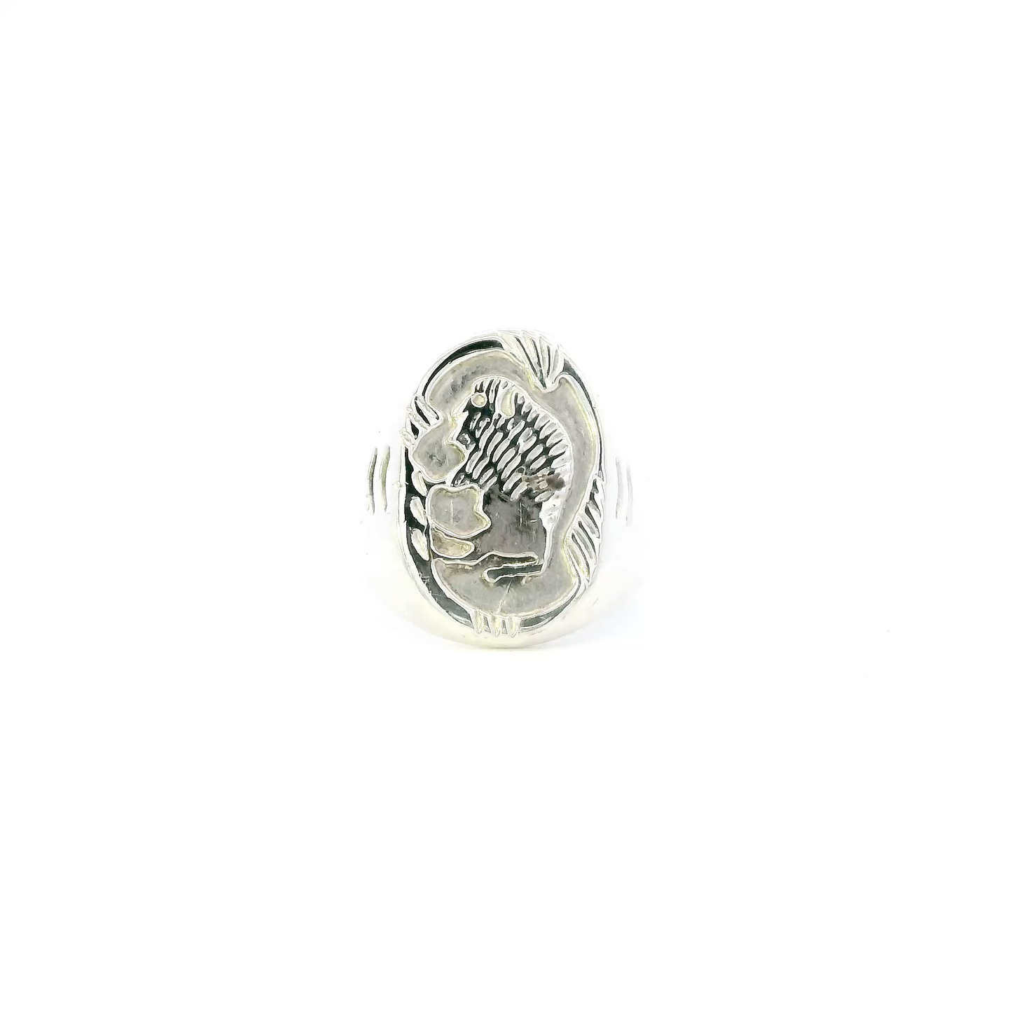 Silver Signet Buffalo Mens Ring