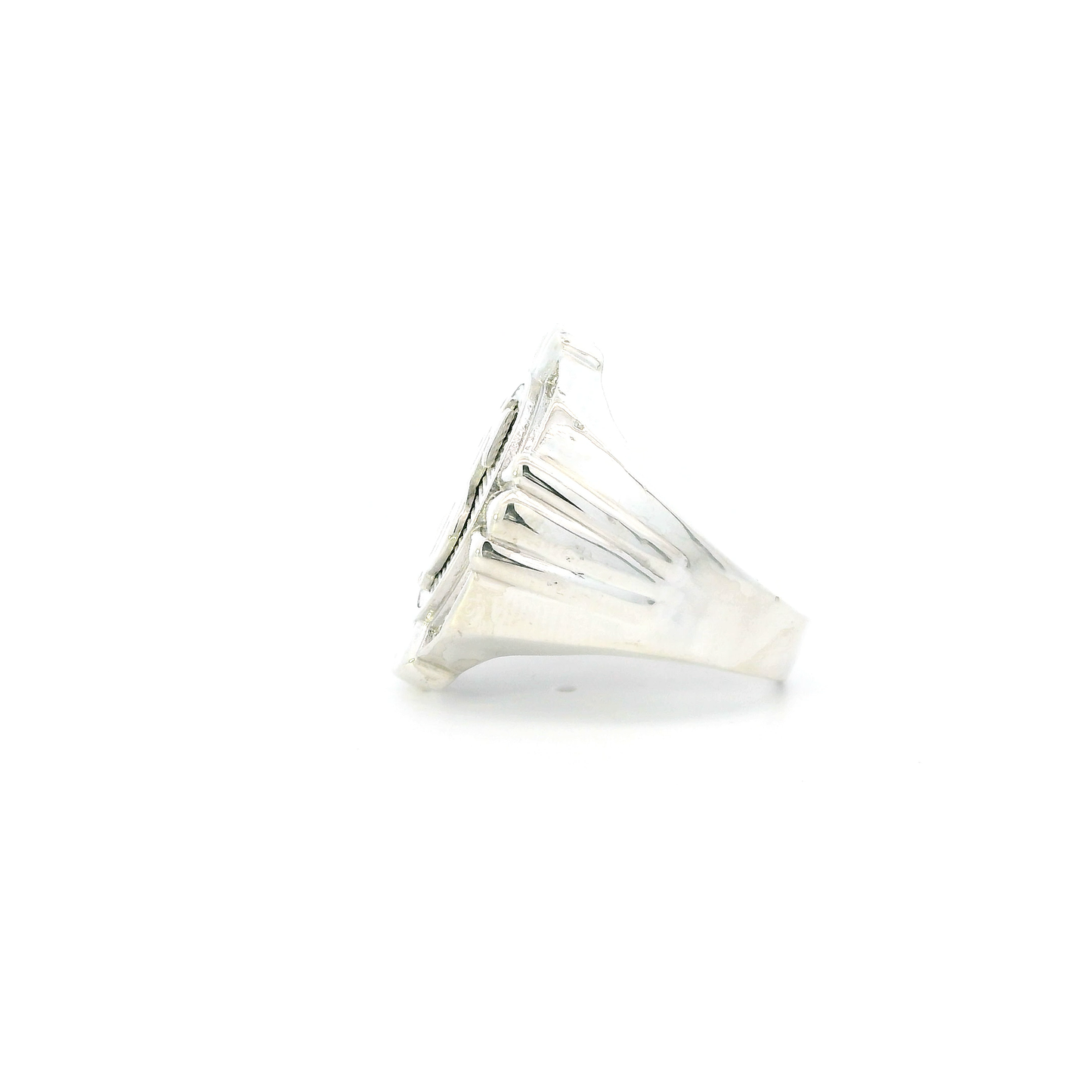 Sterling Silver Money Sign CZ Mens Ring