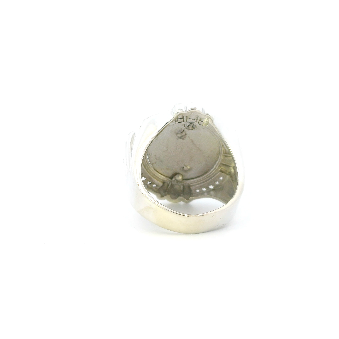 Sterling Silver Money Sign CZ Mens Ring