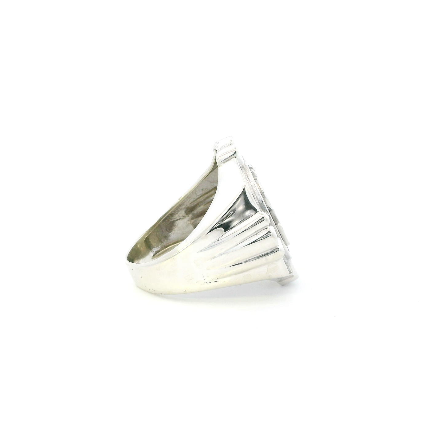 Sterling Silver Money Sign CZ Mens Ring