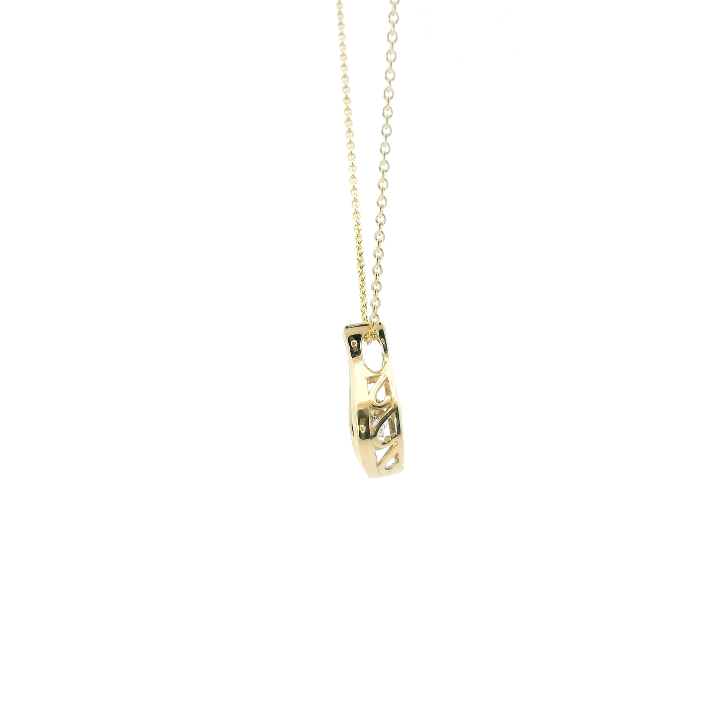 Angara 14K Yellow Gold Solitaire Diamond Drop Pendant & 18" Cable Chain - 0.20ct