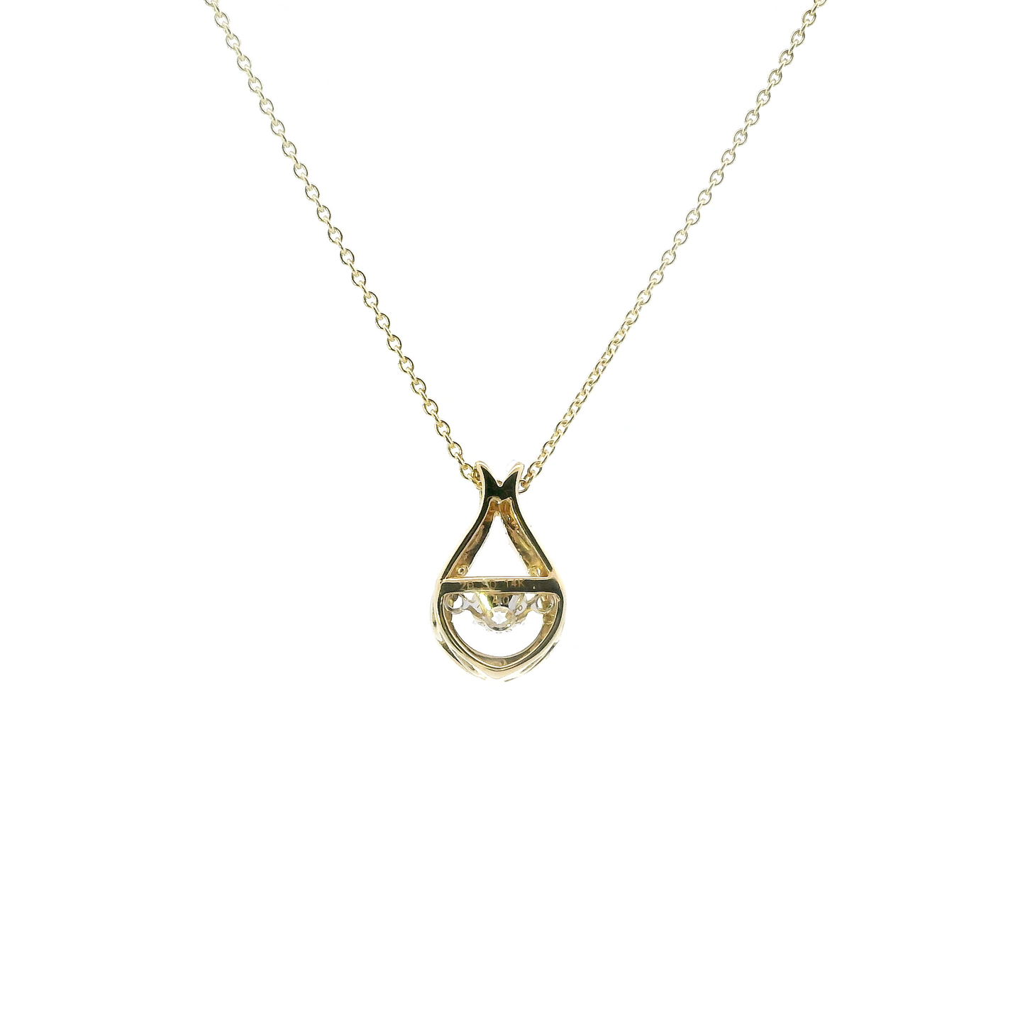 Angara 14K Yellow Gold Solitaire Diamond Drop Pendant & 18" Cable Chain - 0.20ct