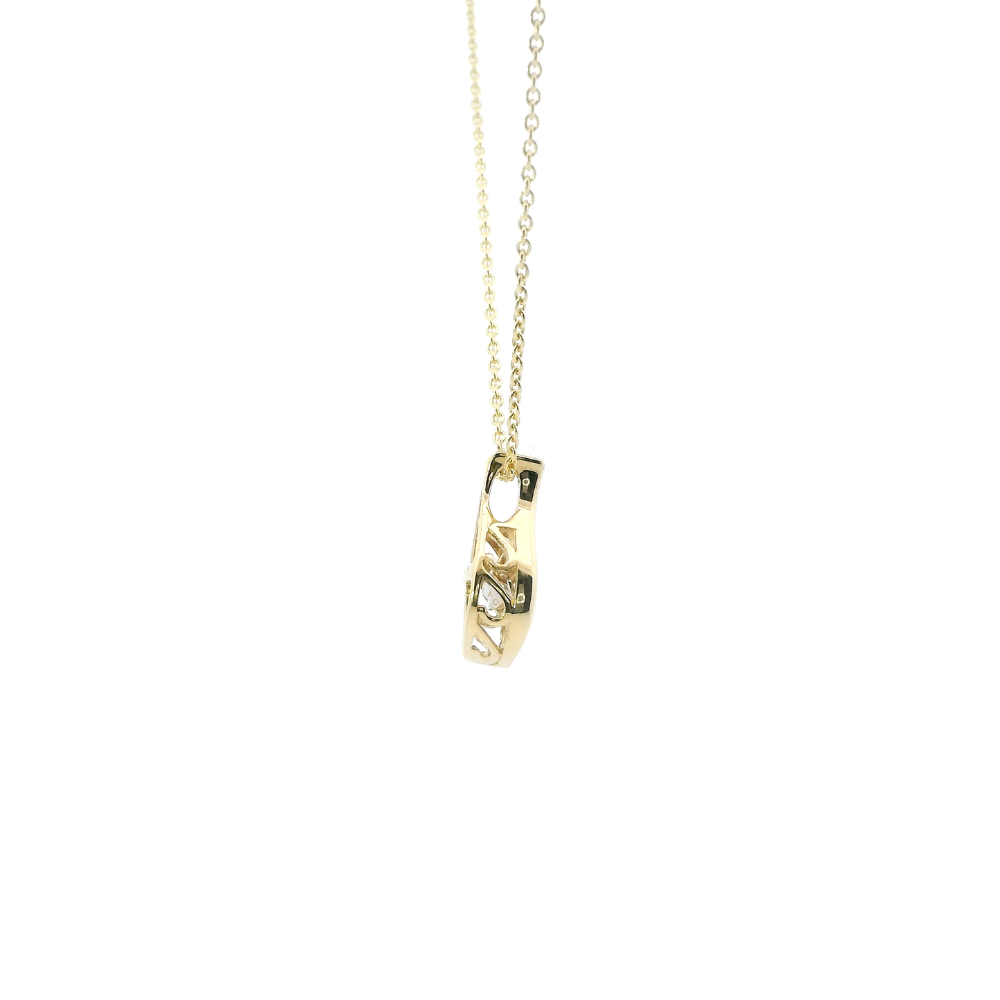 Angara 14K Yellow Gold Solitaire Diamond Drop Pendant & 18" Cable Chain - 0.20ct