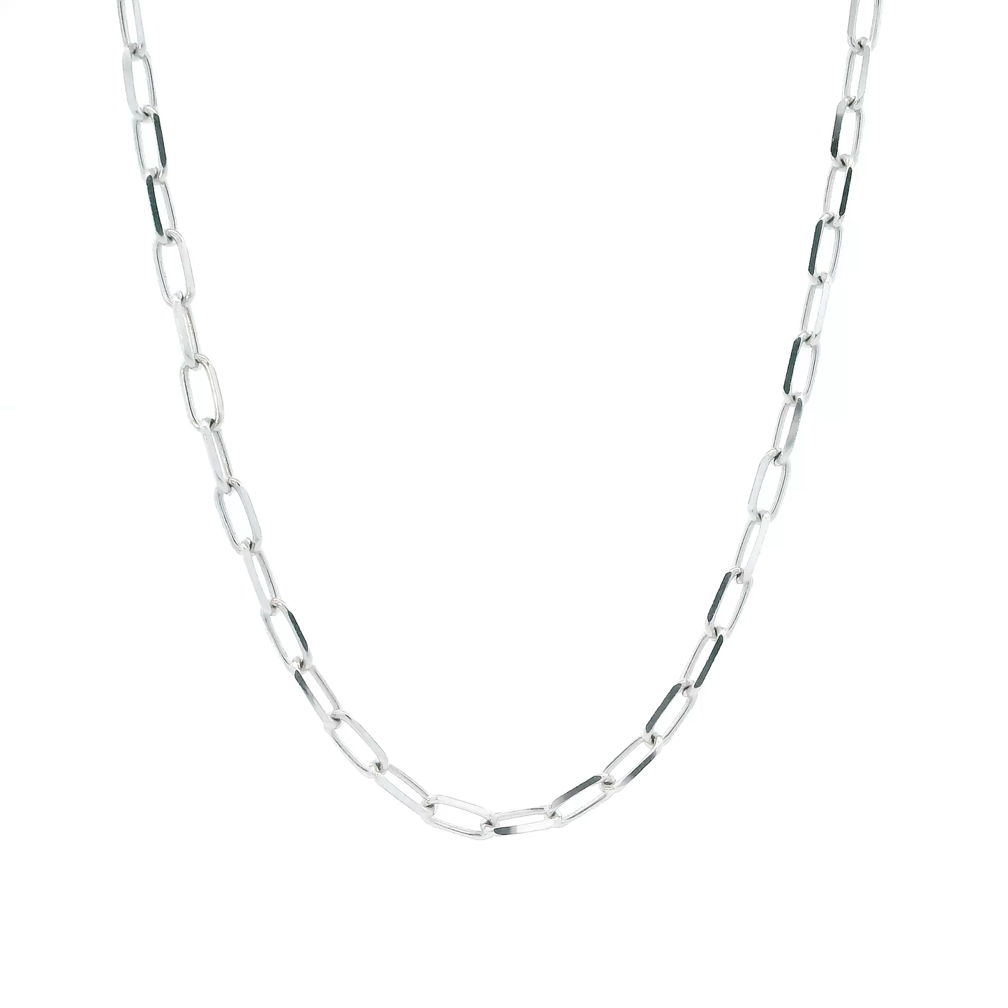 14K White Gold 20" Paperclip Chain