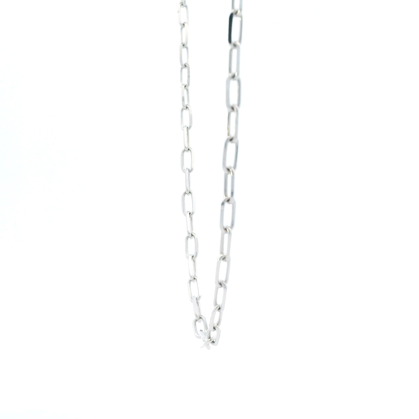 14K White Gold 20" Paperclip Chain