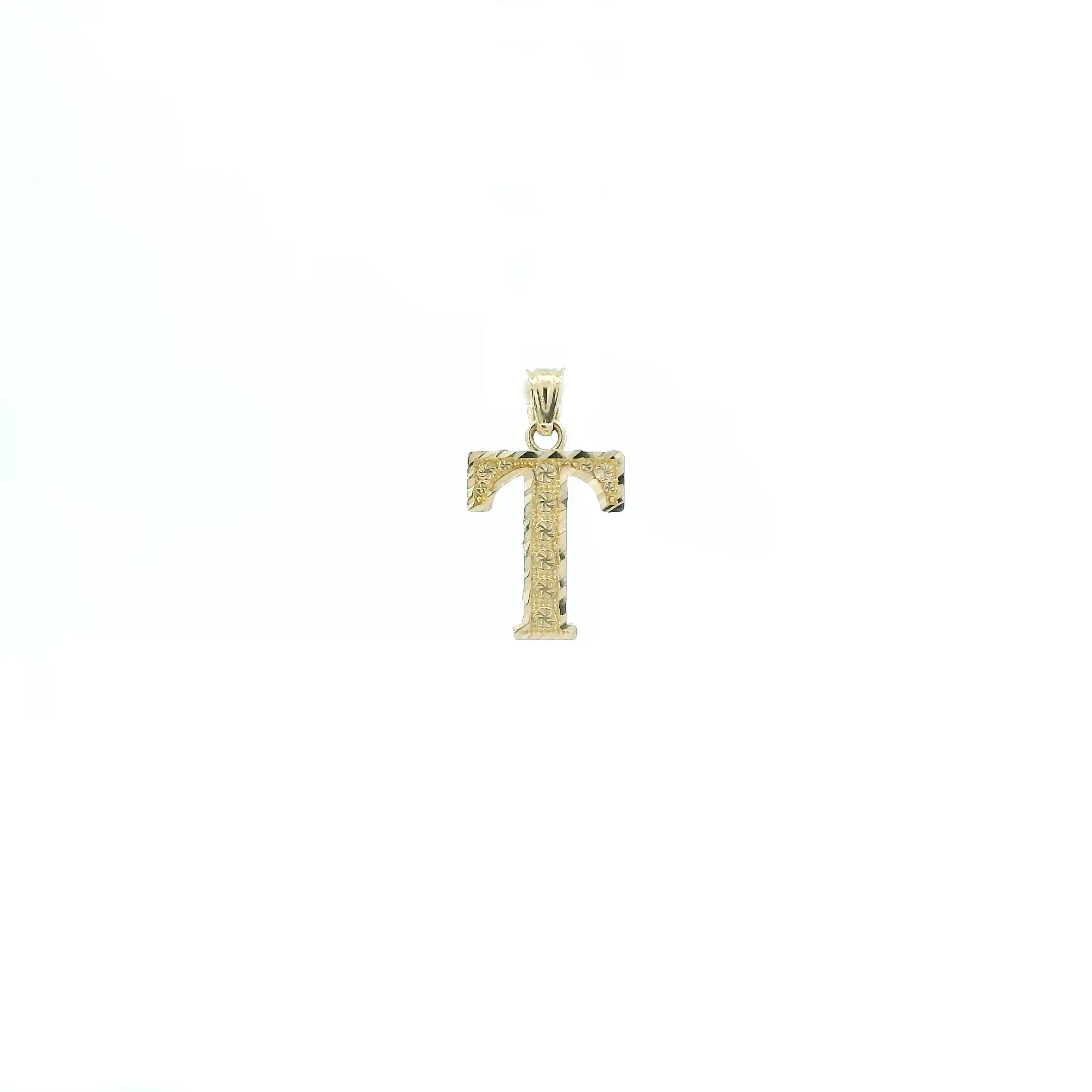 10K Yellow Gold Diamond Cut Letter 