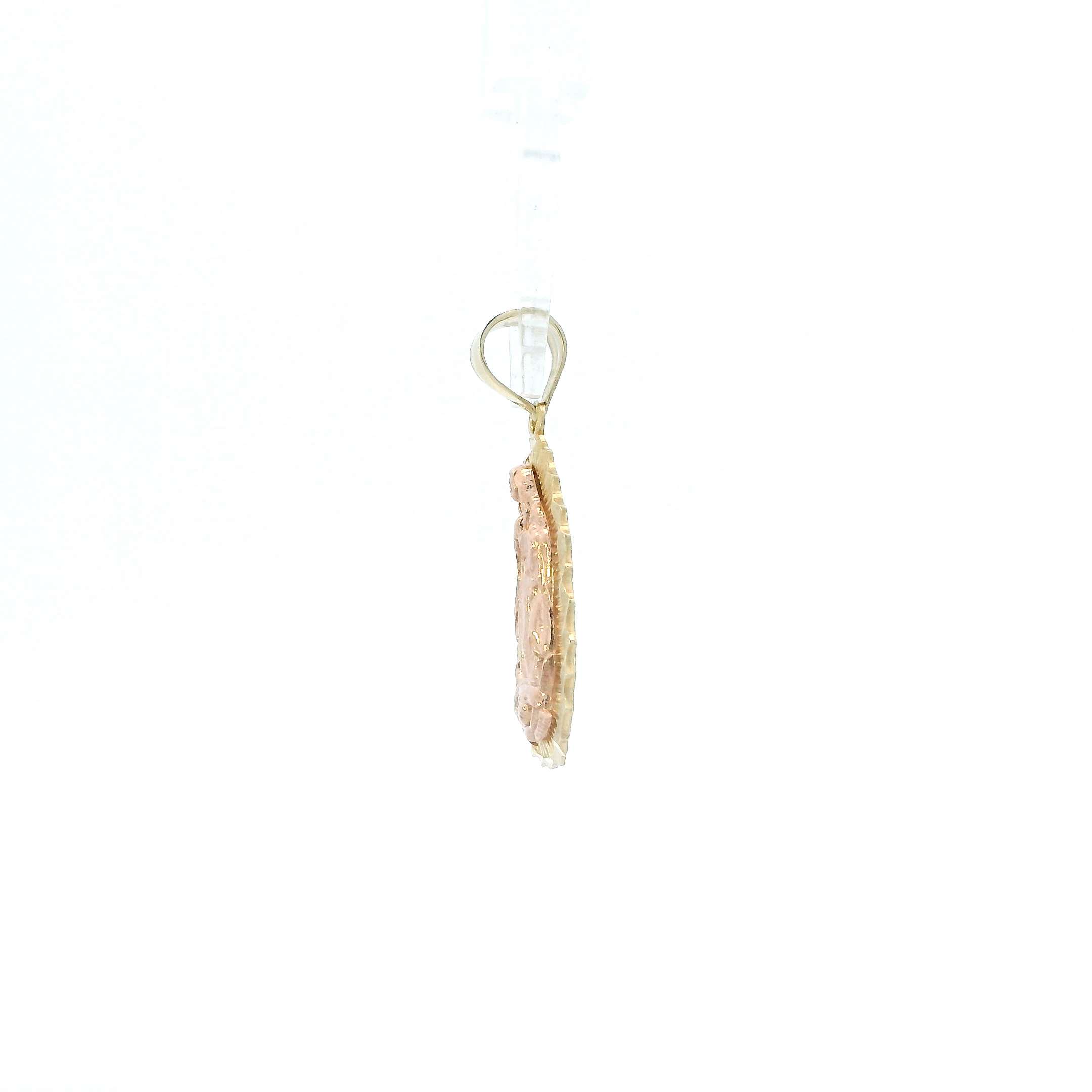 10K Yellow & Rose Gold Diamond Cut Virgin Mary Pendant