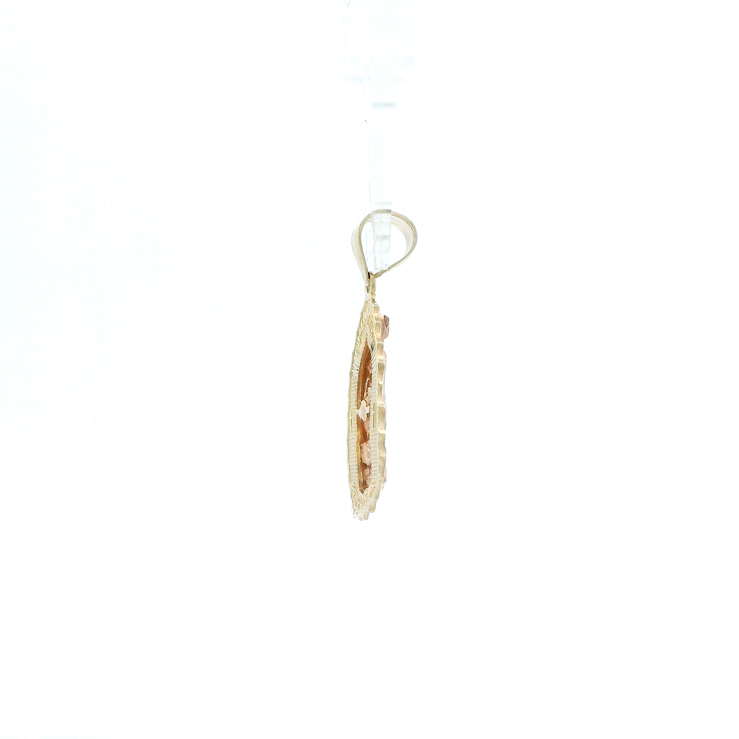 10K Yellow & Rose Gold Diamond Cut Virgin Mary Pendant