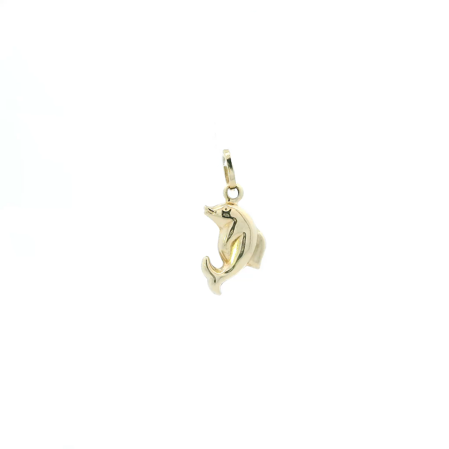 14K Yellow Gold Puff Dolphin Pendant
