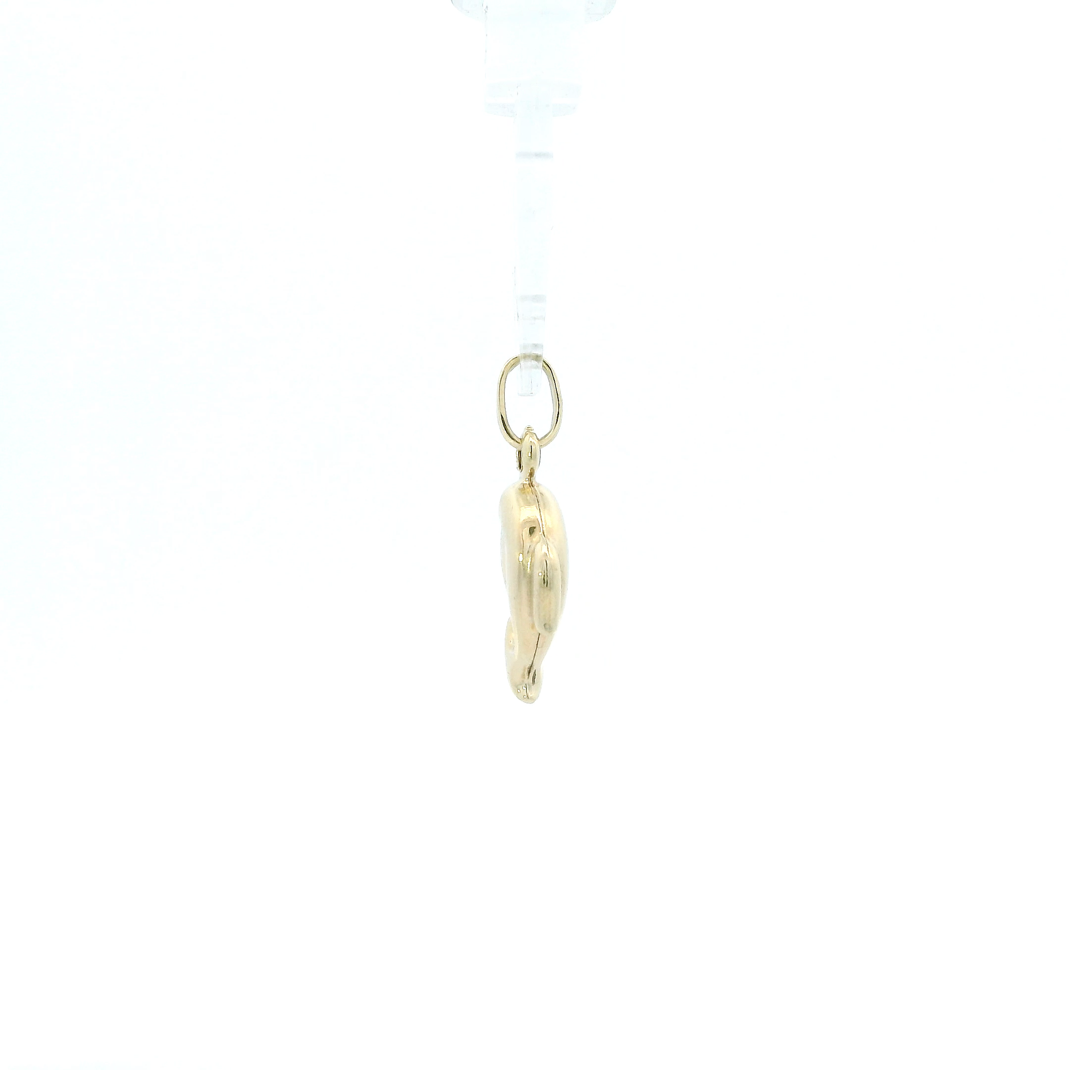 14K Yellow Gold Puff Dolphin Pendant