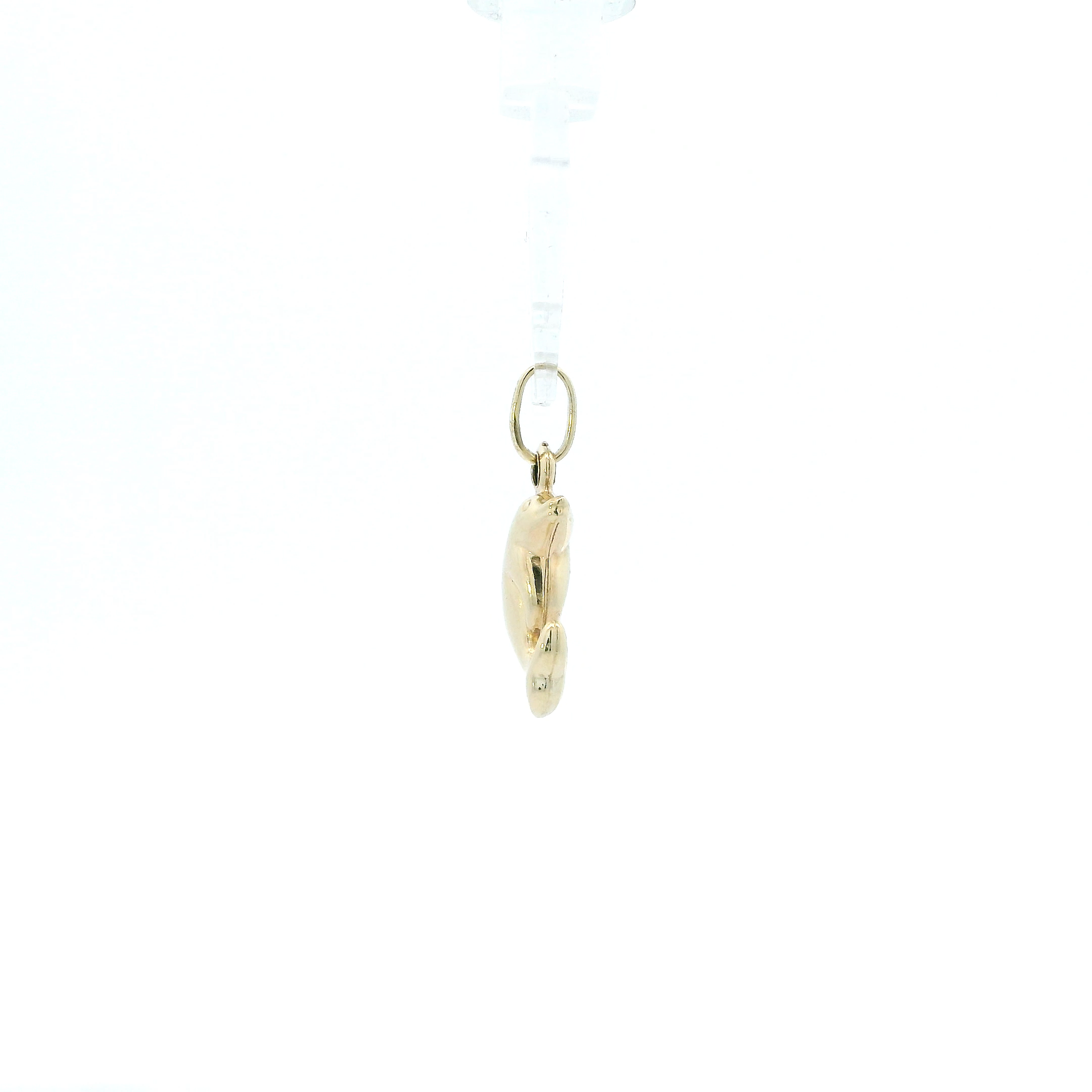 14K Yellow Gold Puff Dolphin Pendant