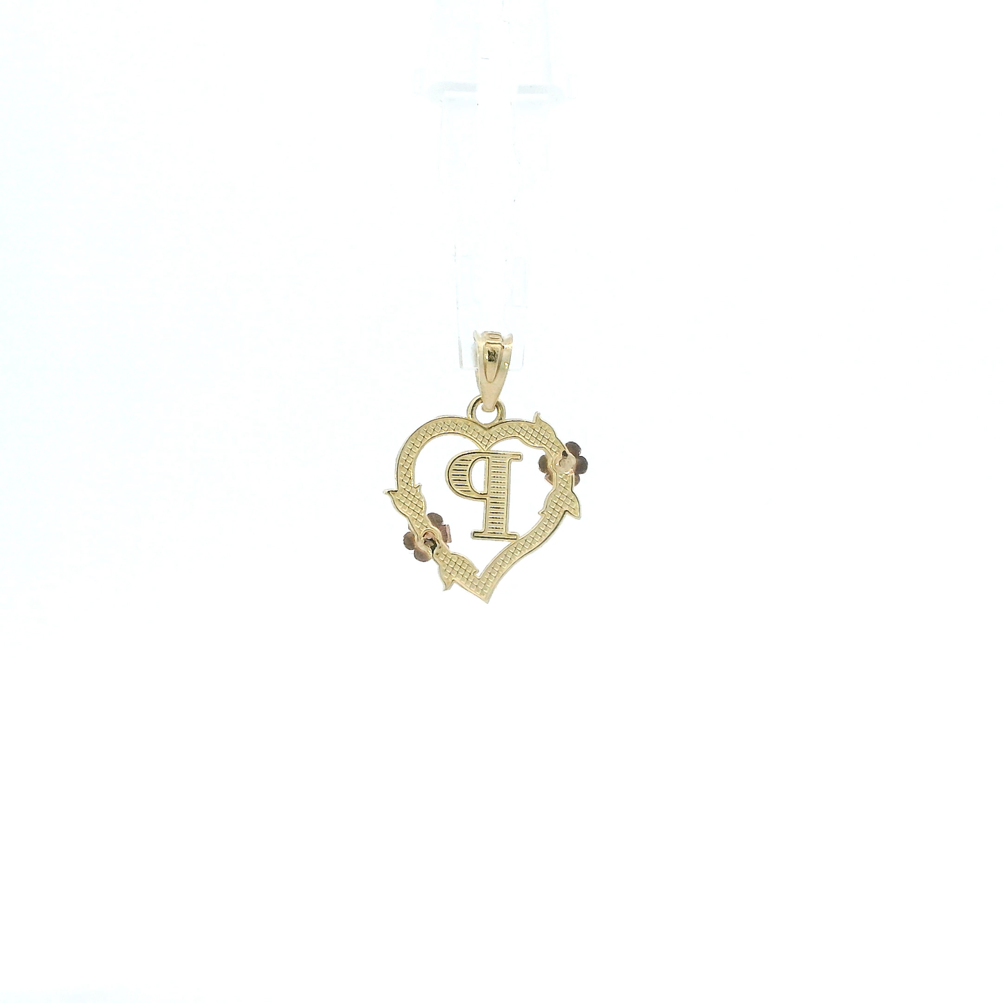 10K Yellow & Rose Gold Letter "P" Heart Pendant