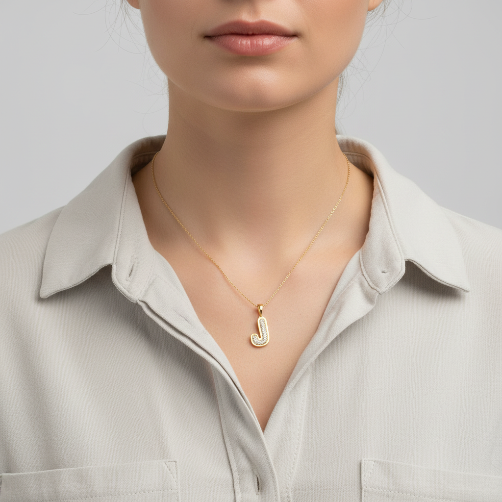10K Yellow Gold Cz Letter 