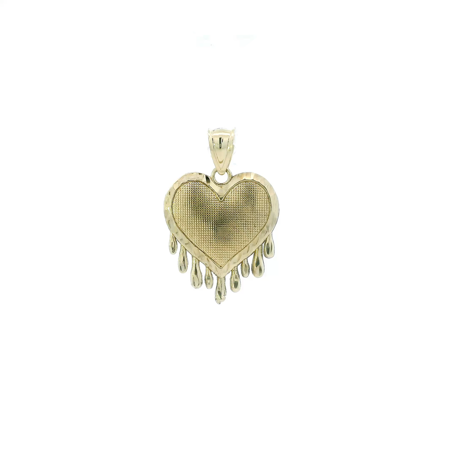10K Yellow Gold Diamond Cut Dripping Heart Pendant