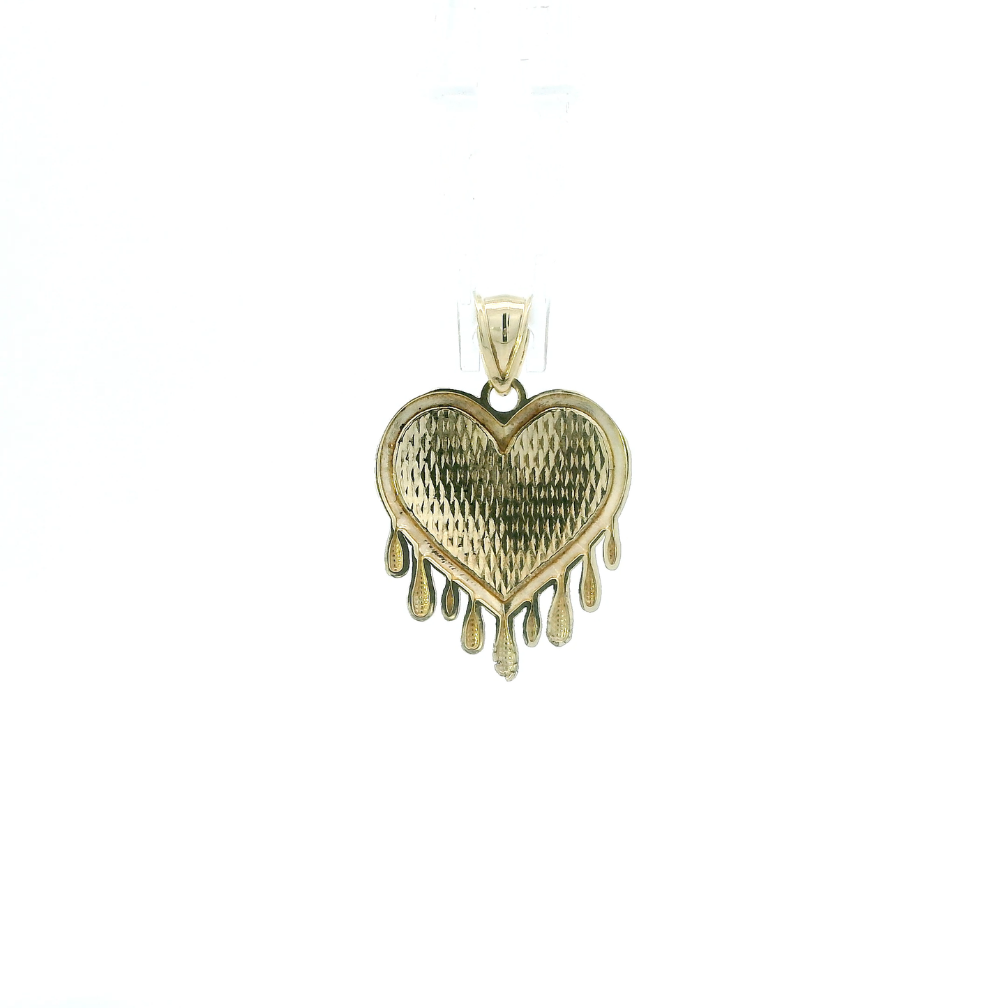 10K Yellow Gold Diamond Cut Dripping Heart Pendant