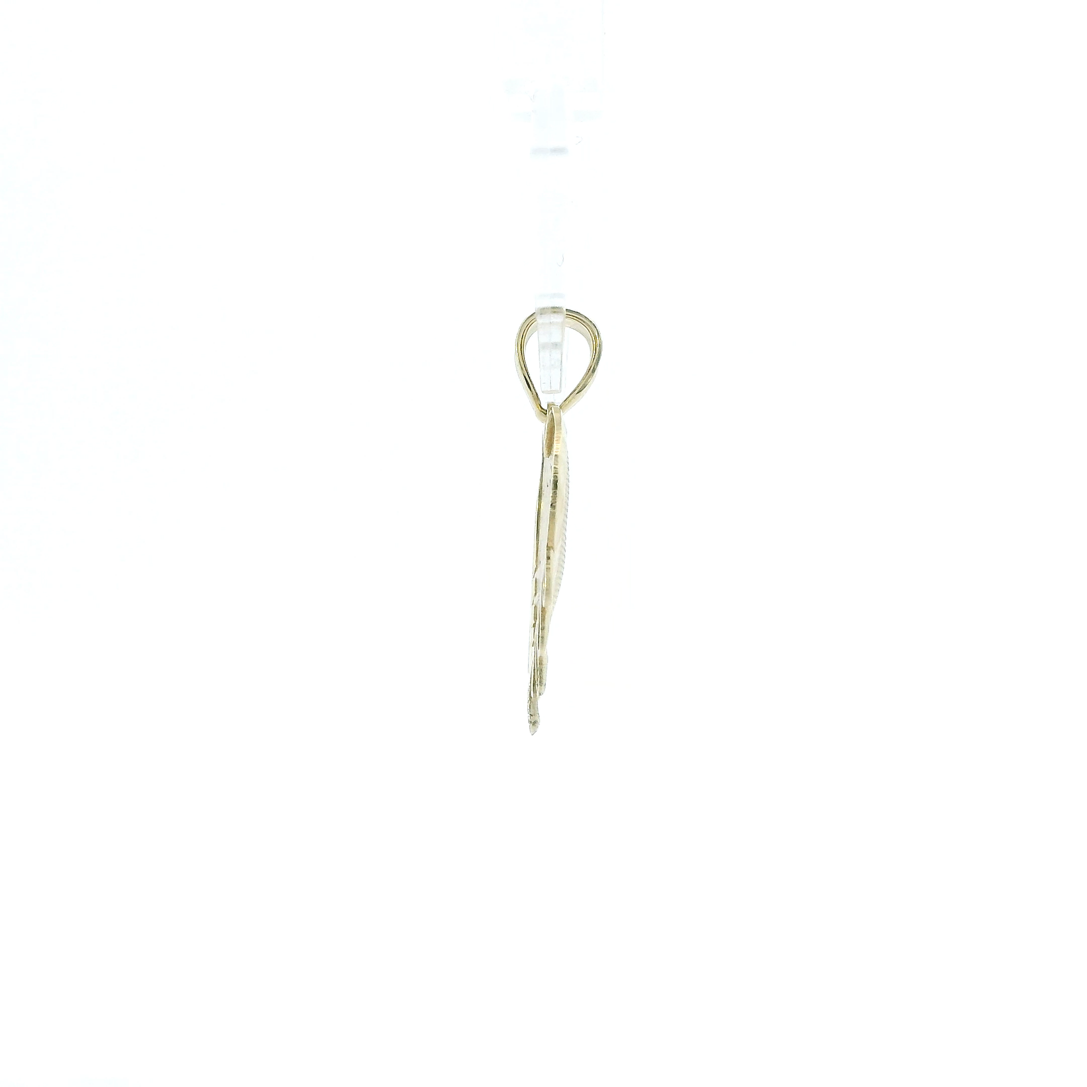 10K Yellow Gold Diamond Cut Dripping Heart Pendant