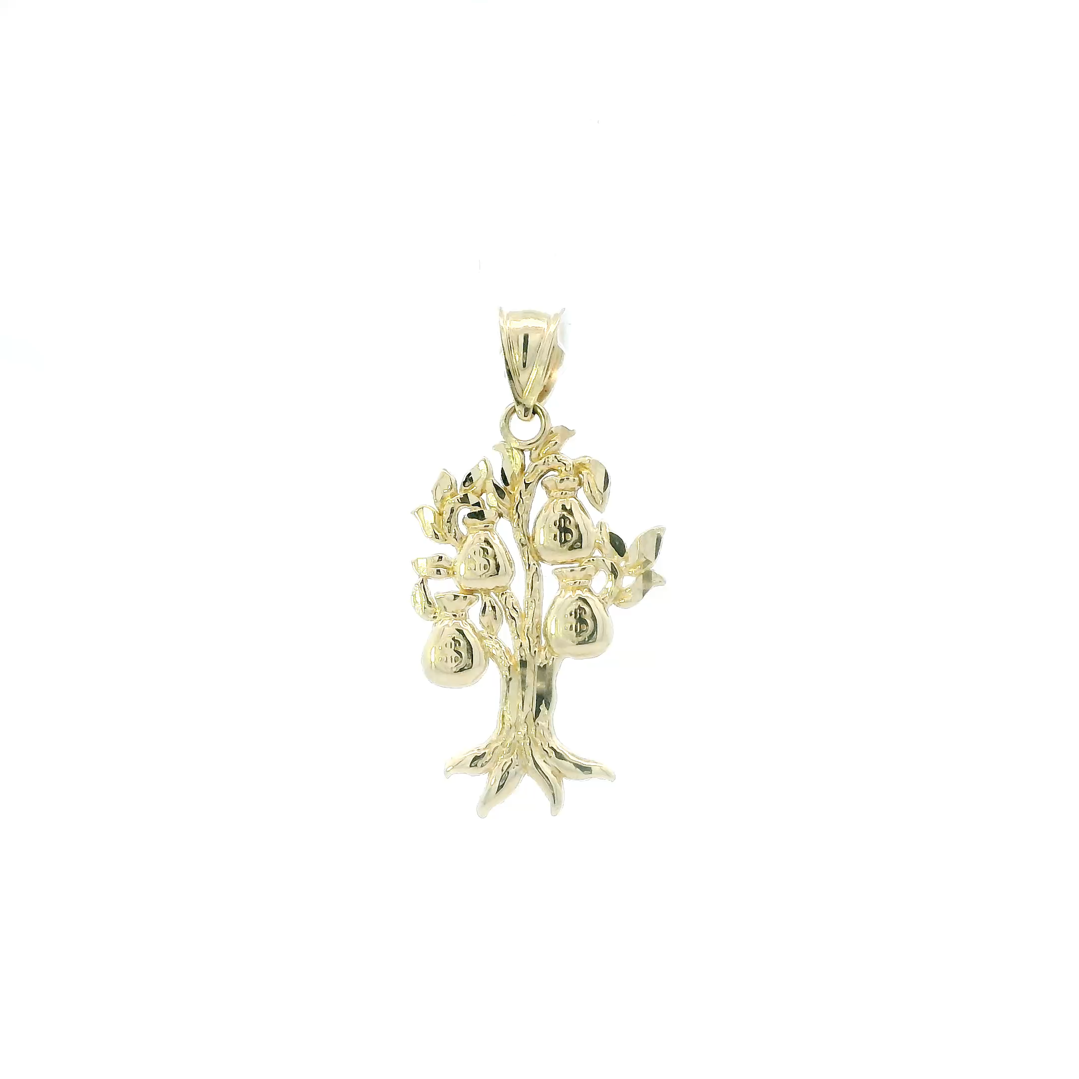 10K Yellow Gold Diamond Cut Money Tree Pendant