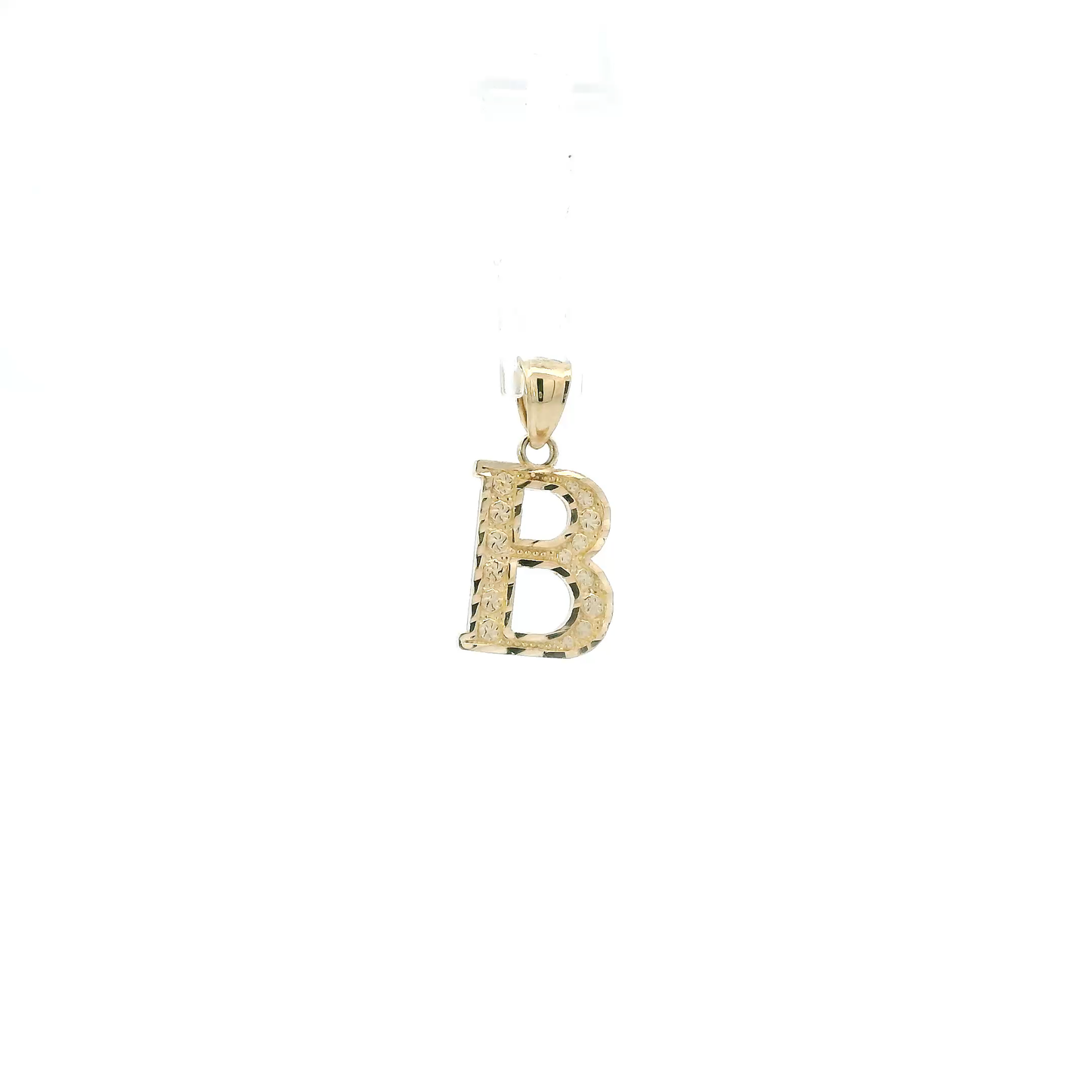 10K Yellow Gold Diamond Cut Letter "B" Pendant