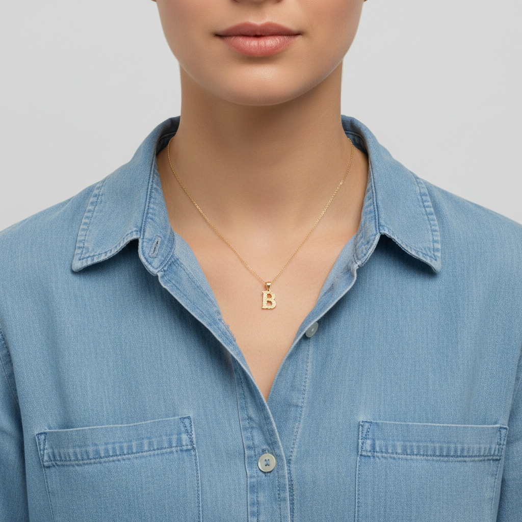 10K Yellow Gold Diamond Cut Letter 