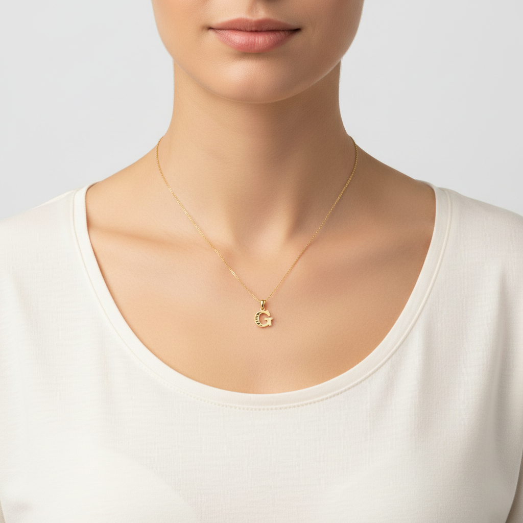 10K Yellow Gold Diamond Cut Letter 