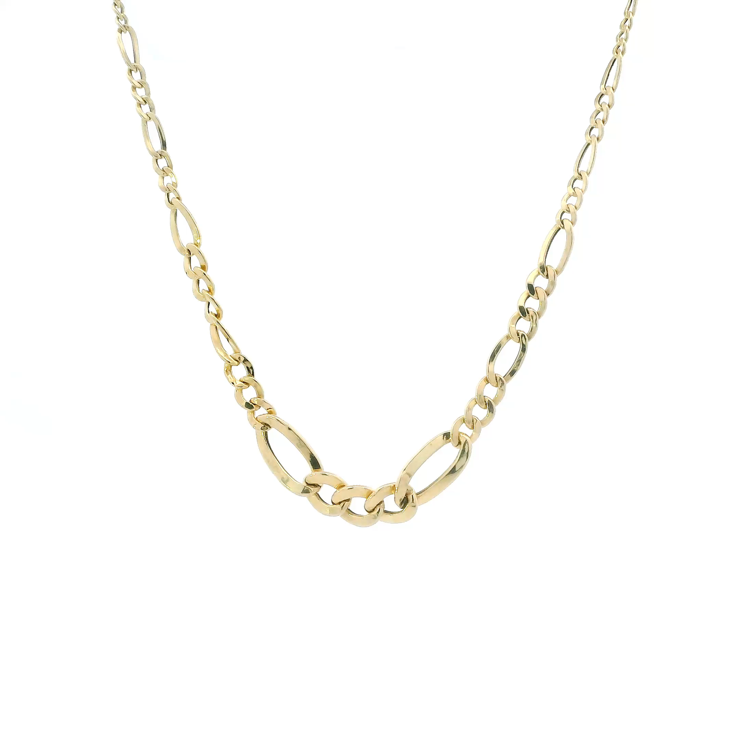 18K Yellow Gold 18" Graduated Figaro Chain