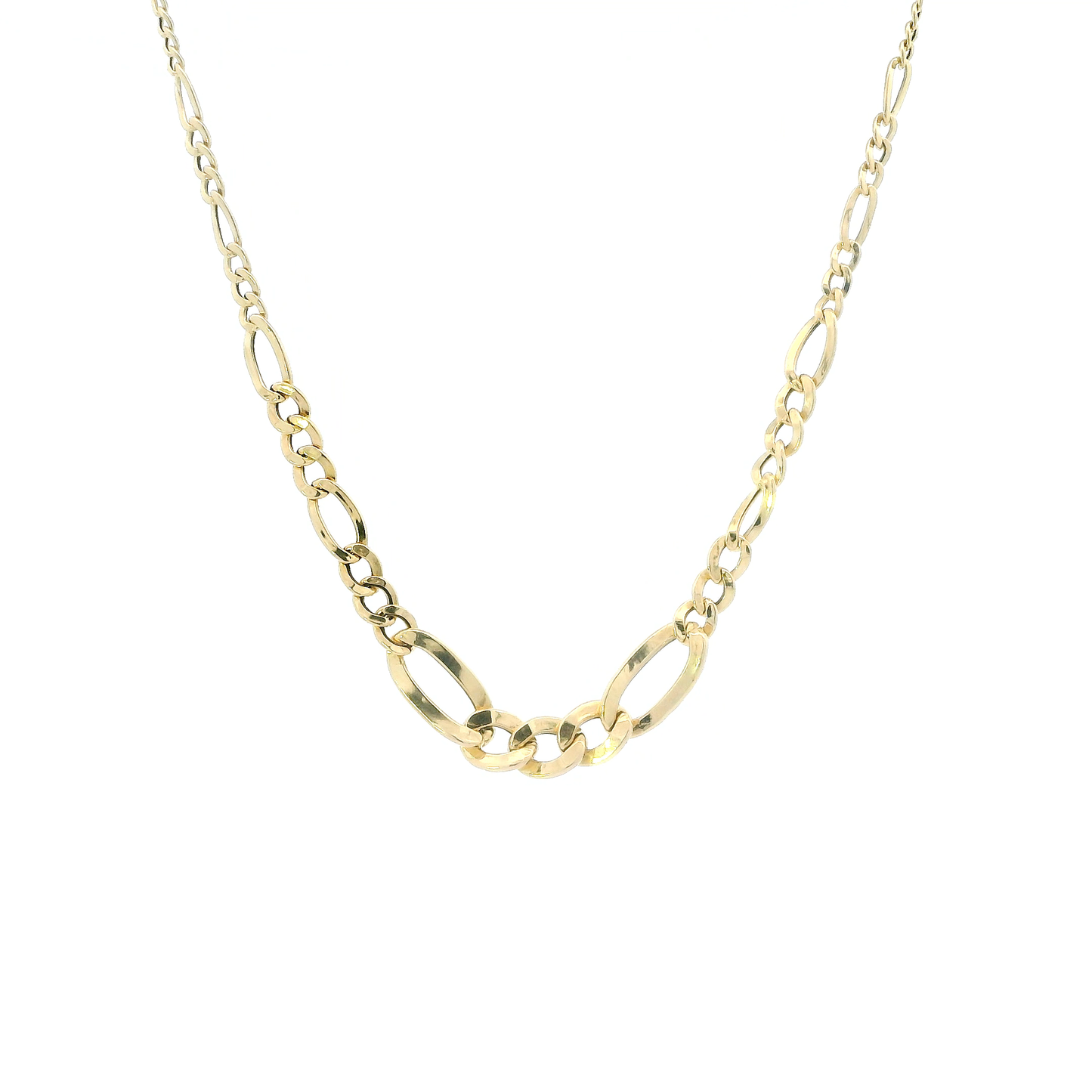 18K Yellow Gold 18" Graduated Figaro Chain
