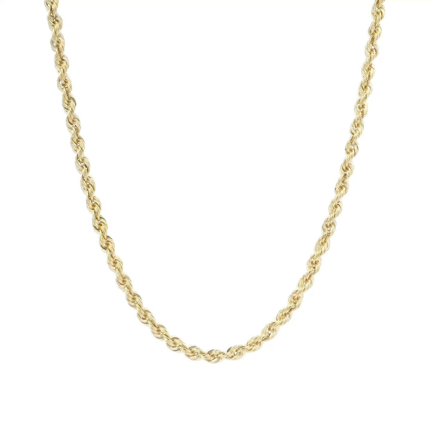 Cadena de cuerda de oro amarillo de 14 quilates de 20,5 pulgadas
