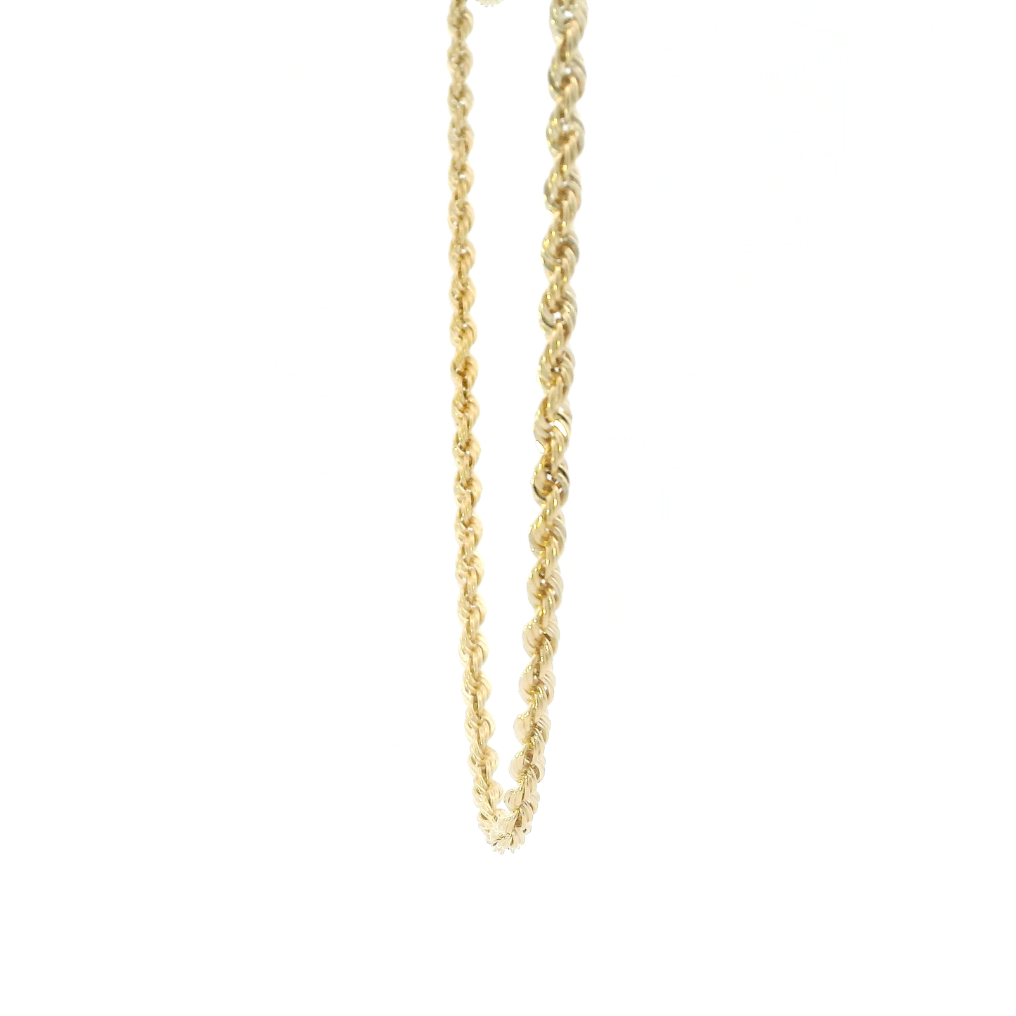 Cadena de cuerda de oro amarillo de 14 quilates de 20,5 pulgadas