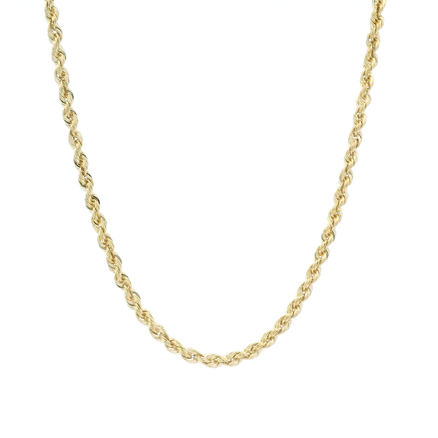 Cadena de cuerda de oro amarillo de 14 quilates de 20,5 pulgadas