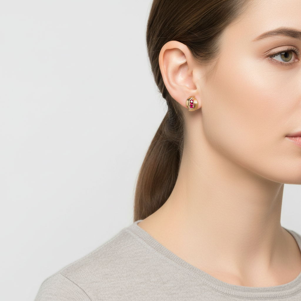 14K Yellow Gold Ruby Stud Earrings