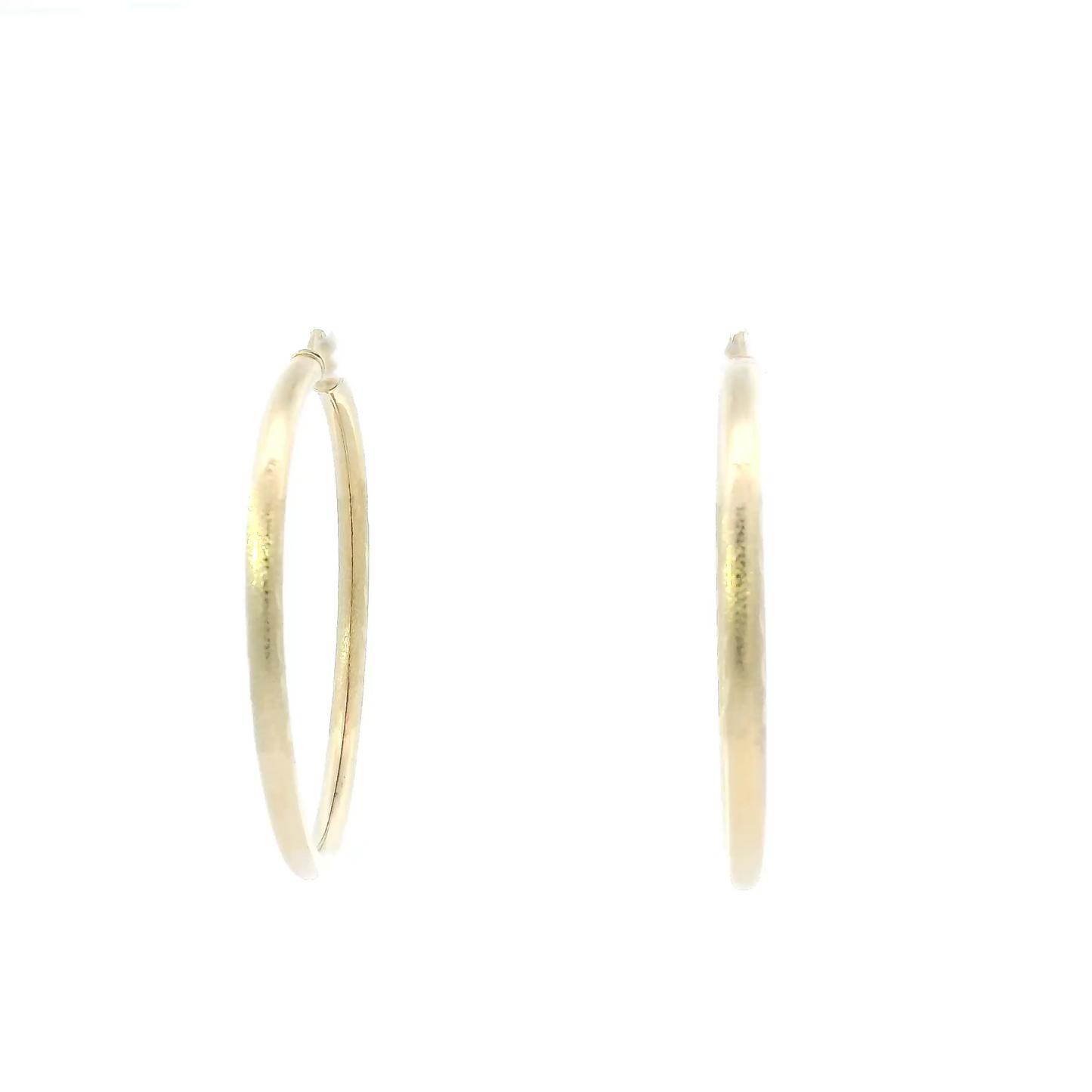 14K Yellow Gold Diamond Cut Tube Hoop Earrings