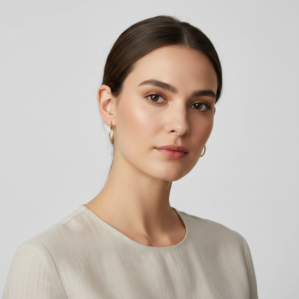 14K Yellow Gold Diamond Cut Tube Hoop Earrings
