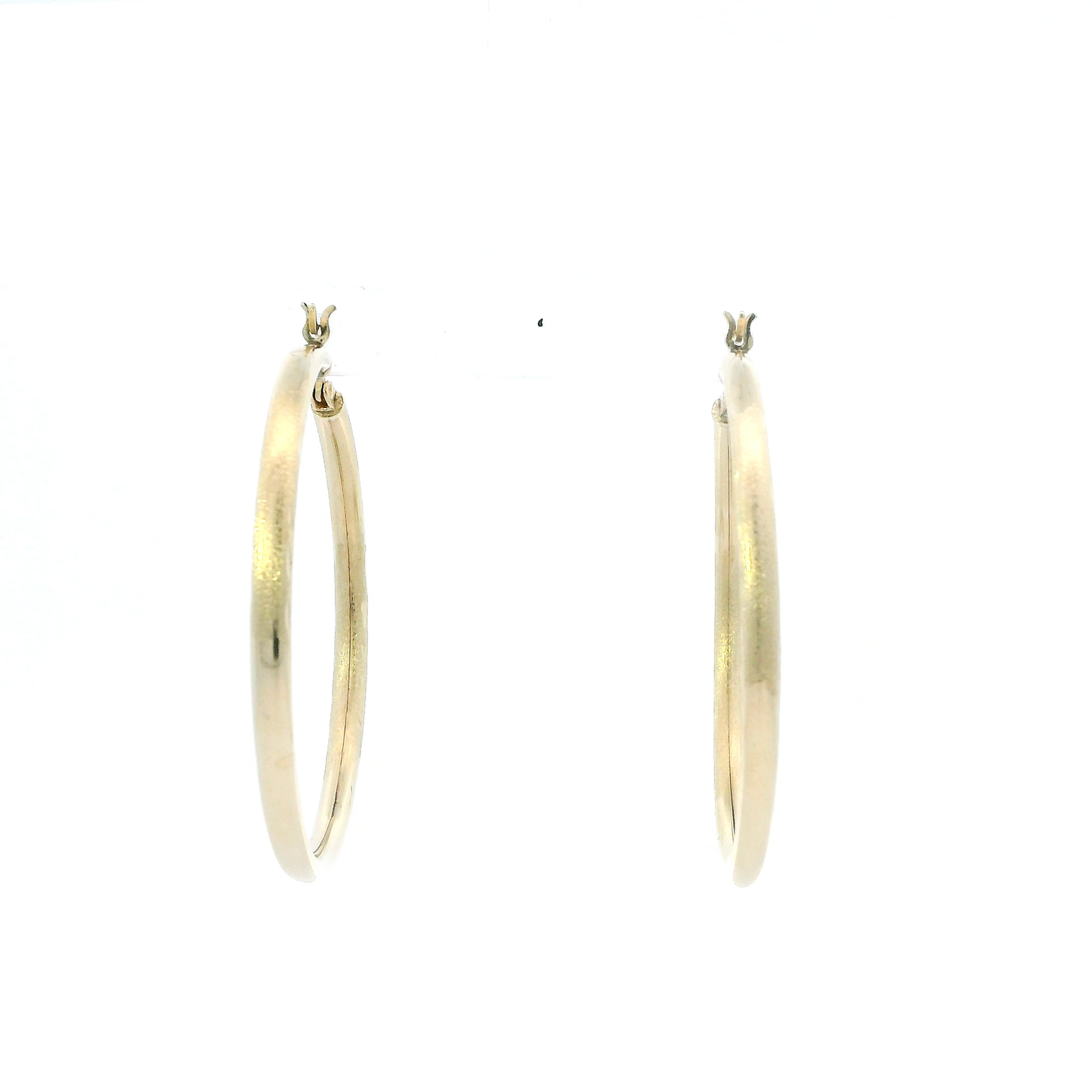14K Yellow Gold Diamond Cut Tube Hoop Earrings
