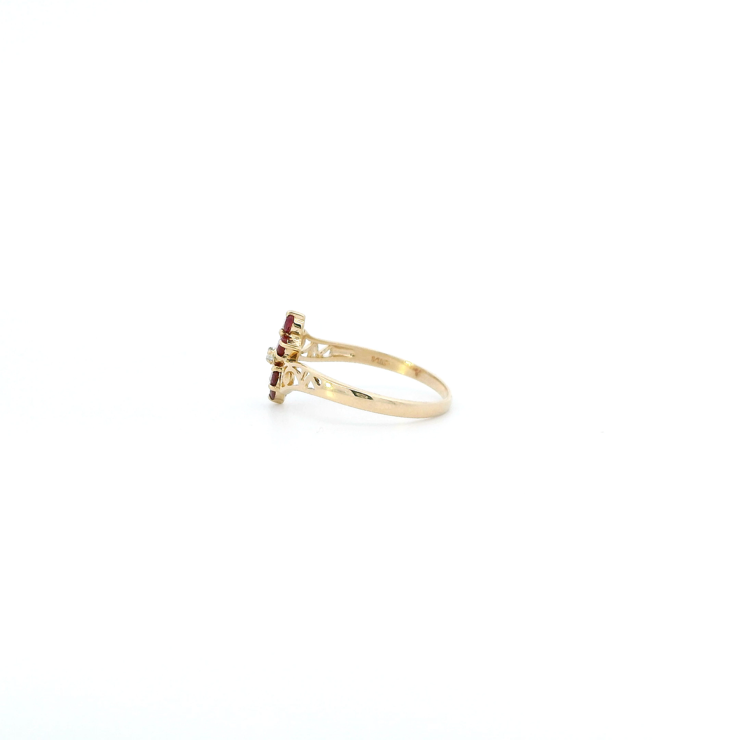 14K Yellow Gold Rubies & Diamond Womens Ring