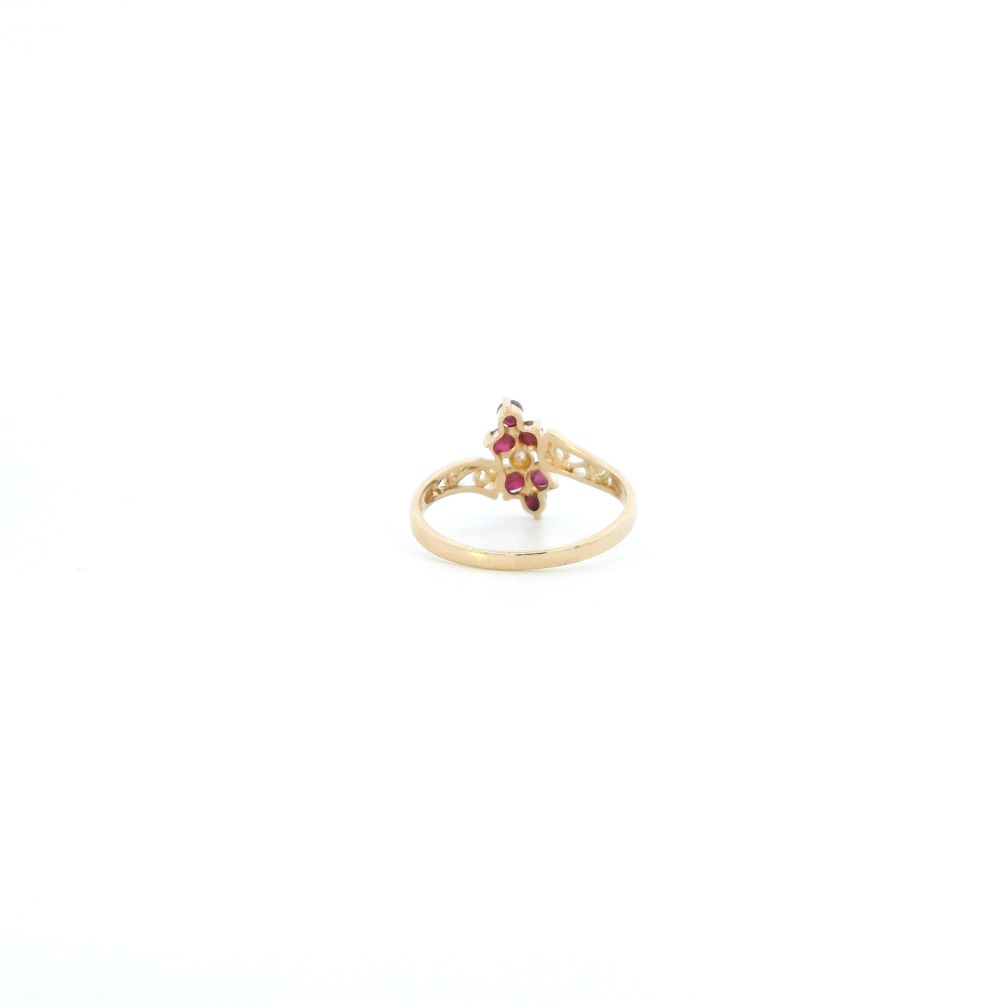 14K Yellow Gold Rubies & Diamond Womens Ring