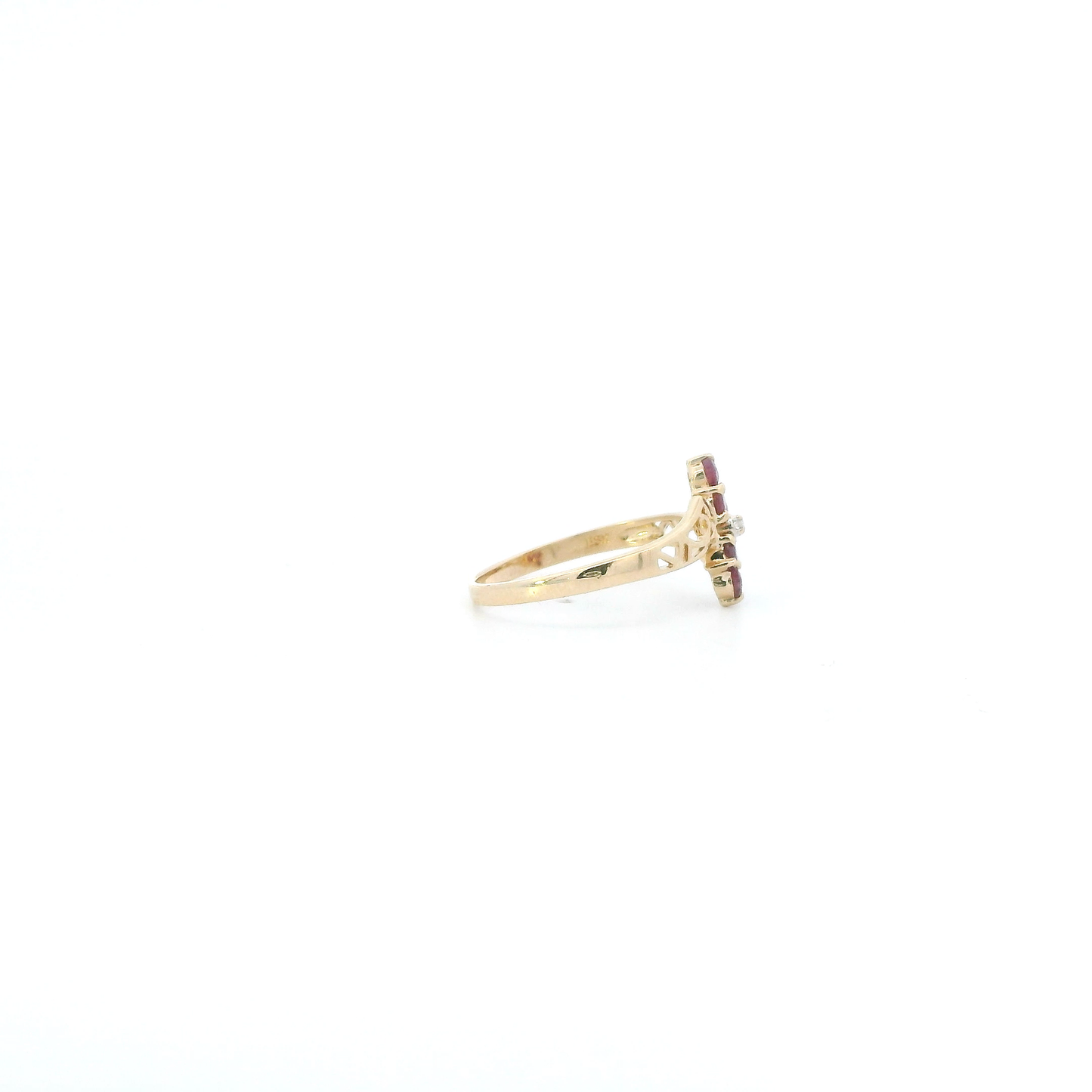 14K Yellow Gold Rubies & Diamond Womens Ring
