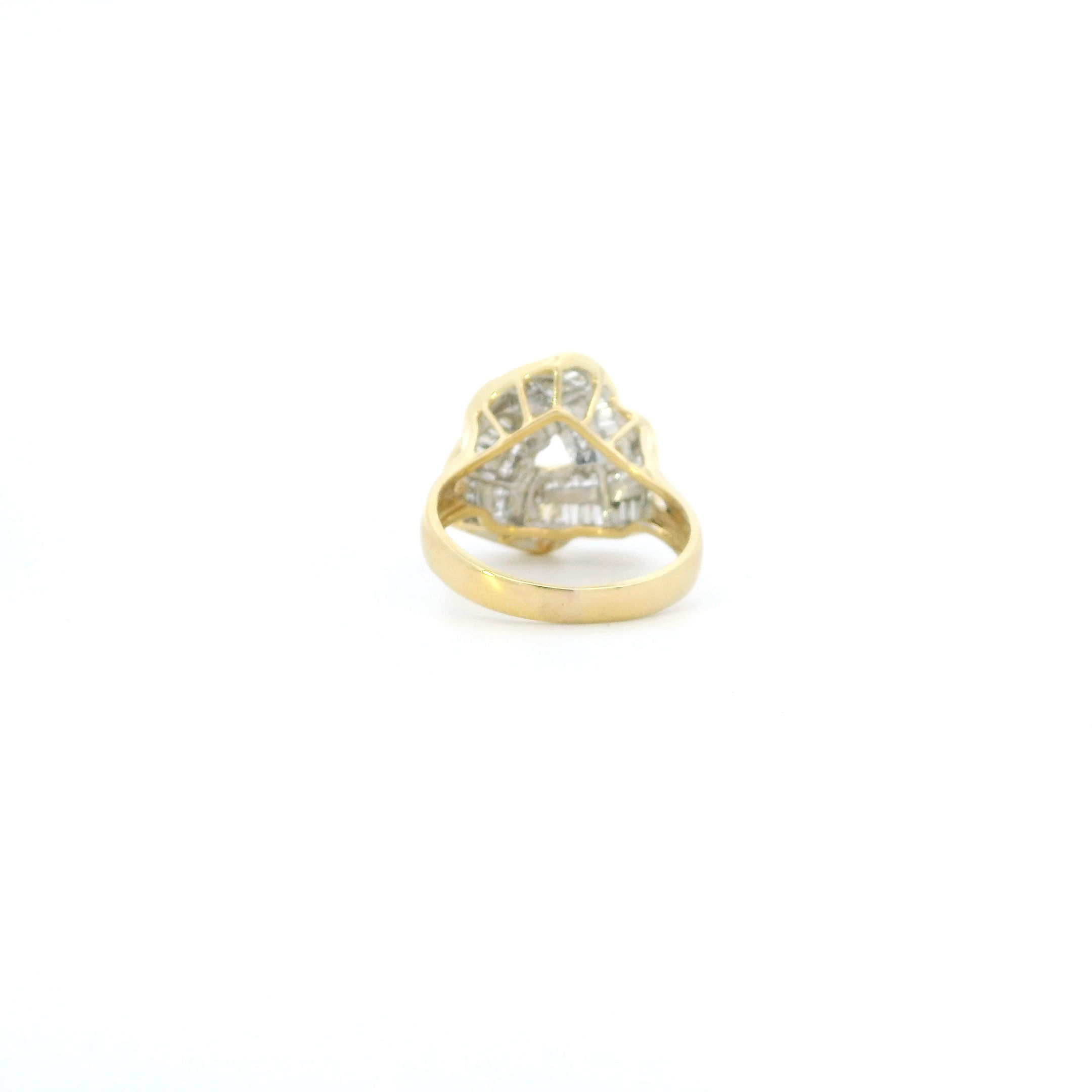 18K Yellow Gold Diamond Triangle Womens Ring - 1.07ct