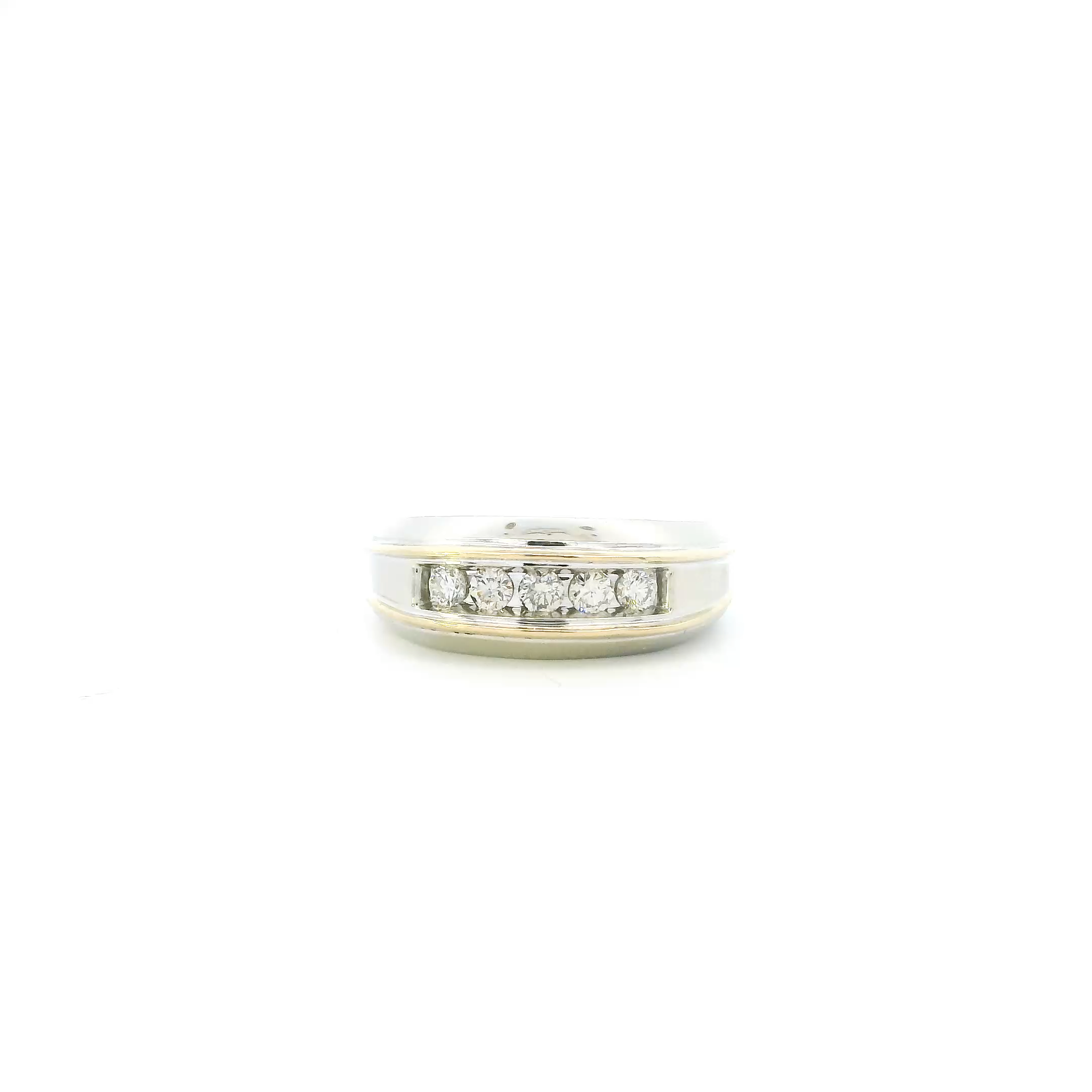 10K White & Yellow Gold Diamond Mens Ring - 0.50ct