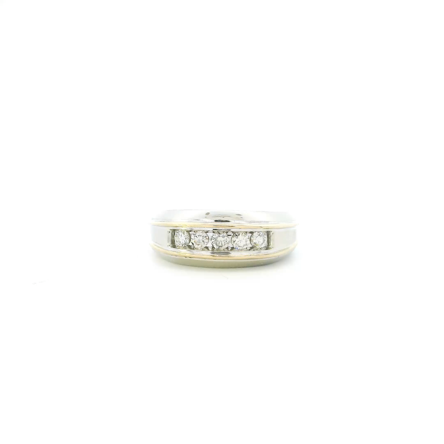 10K White & Yellow Gold Diamond Mens Ring - 0.50ct
