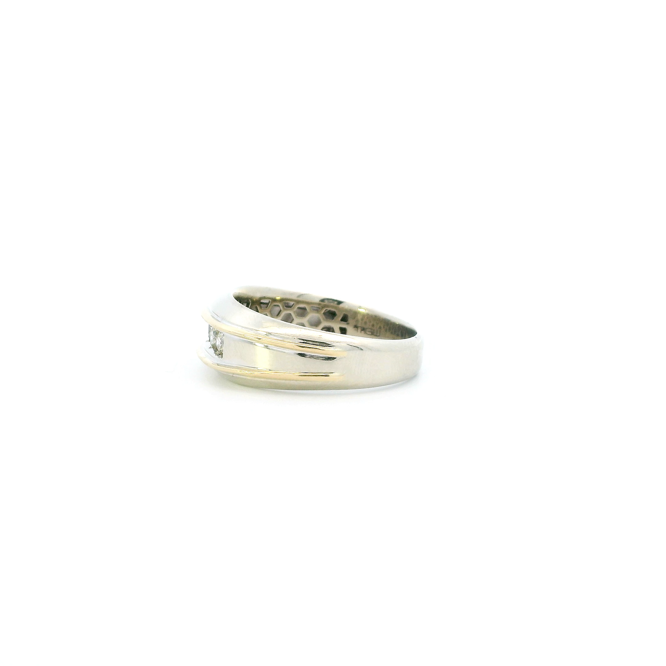 10K White & Yellow Gold Diamond Mens Ring - 0.50ct